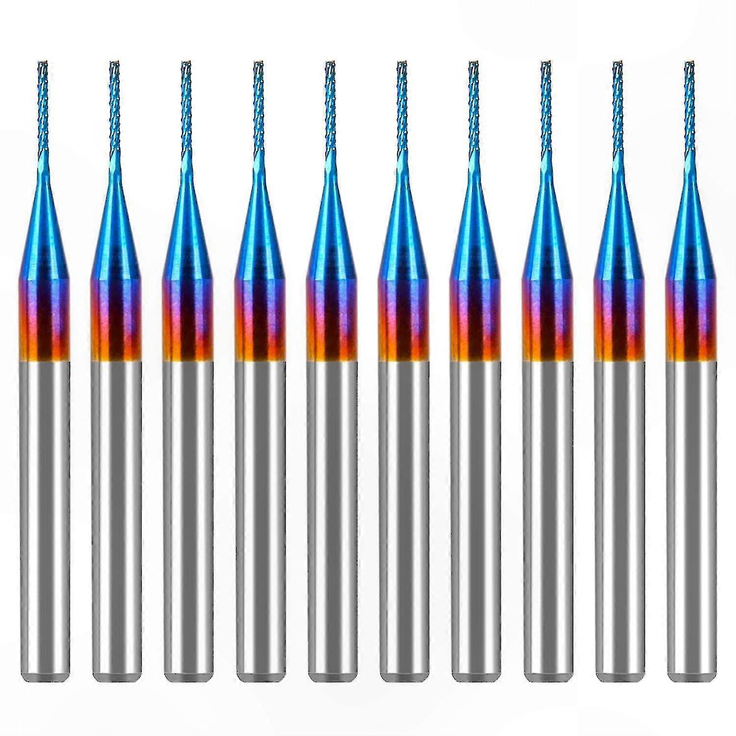Satz Von 10 Blauen Nano-hartmetall-fräsern 0,6 Mm, Präzisionsgravier- Und Fräsbits, Robuste Fräswerkzeuge, 10-teiliges Set.