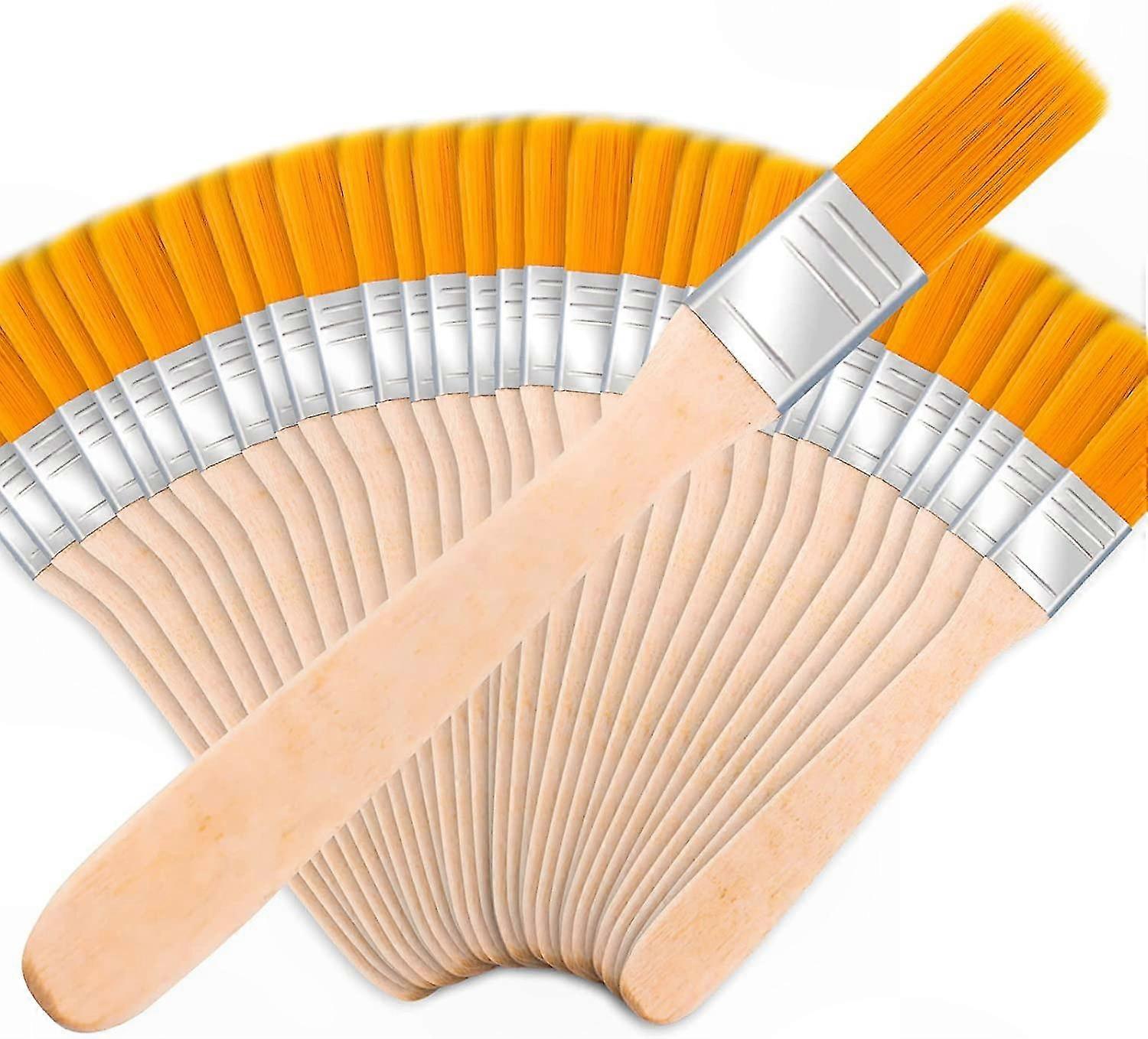 Set Mit 30 Flachen Holzpinseln, 1,4 Cm Spitzen Für Wände, Lack, Beize, Kleber Und Gesso, Für Heimwerker- Und Bastelarbeiten.