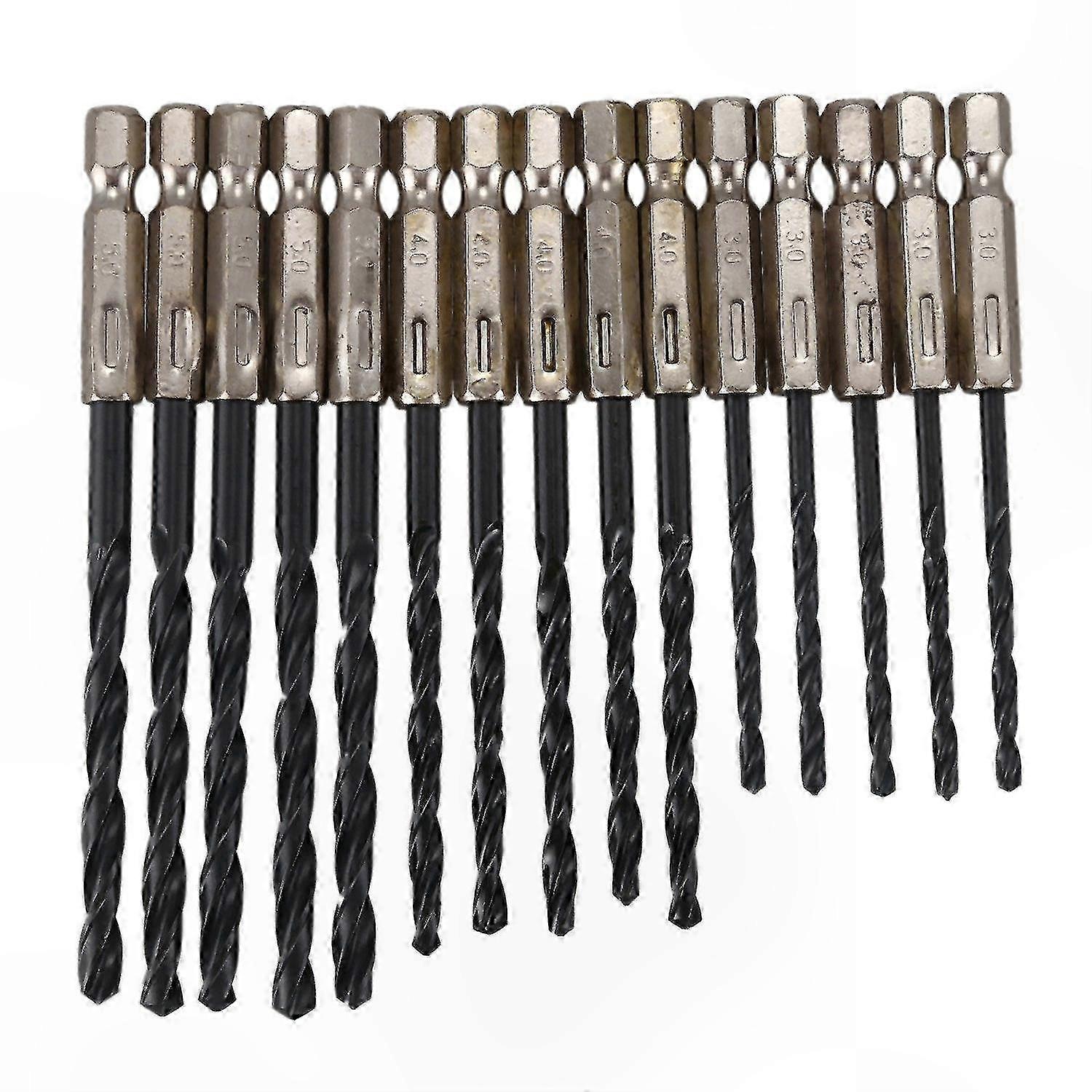 Set Mit 15 Hss-bohrern Mit Titanbeschichtung, Sechskantschaft, Durchmesser 3 Bis 5 Mm