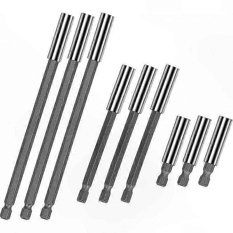 Magnetische Bithalter Für Schraubendreher, 9-teiliges Set, 1/4-zoll-sechskant, Bohrerverlängerung Aus Kohlenstoffstahl, Größen 60/100/150 Mm