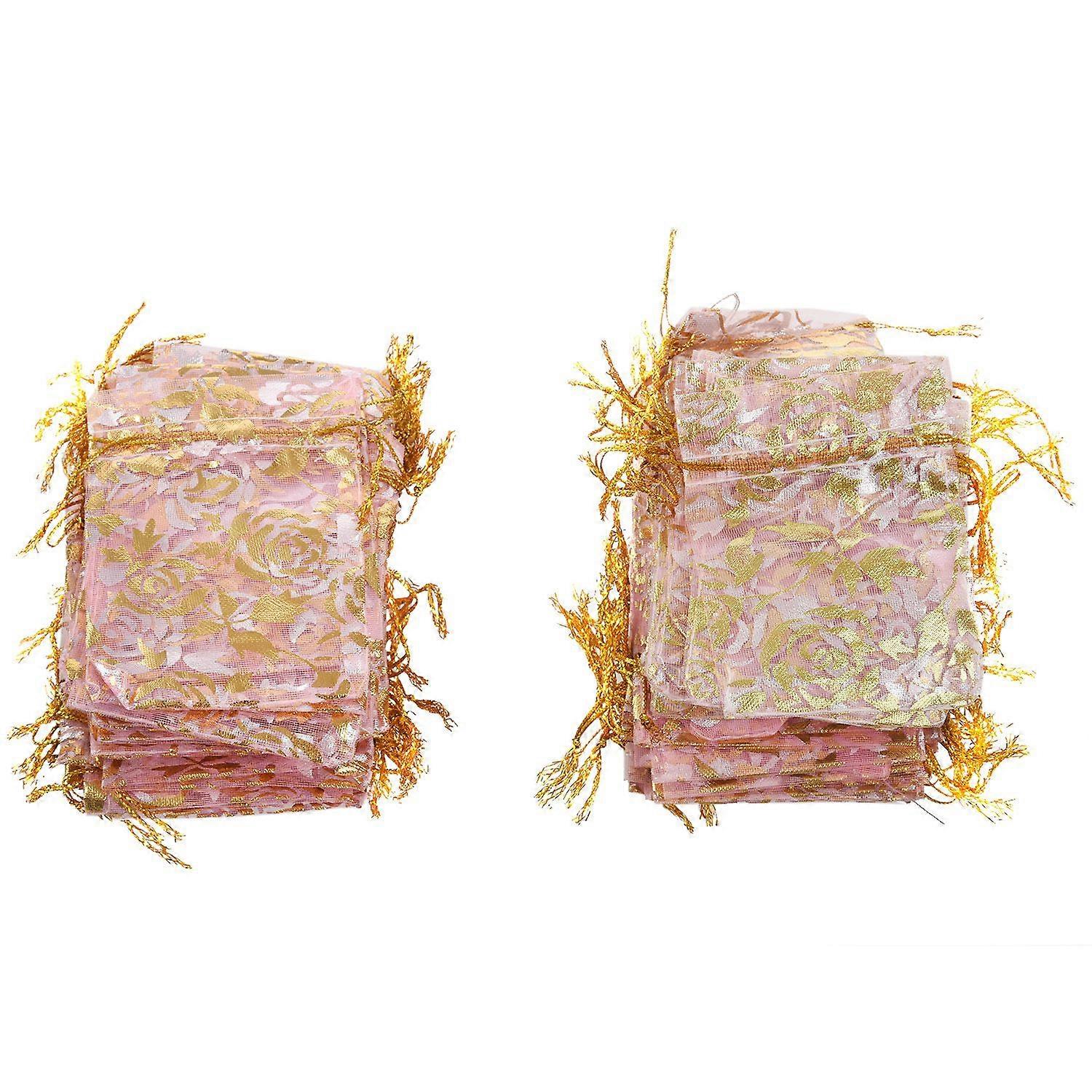 100 Rosa Organza-geschenktüten (7 X 9 Cm) Mit Kordelzug, Kleine Hellrosa Tüll-schmuckbeutel, 100er-packung