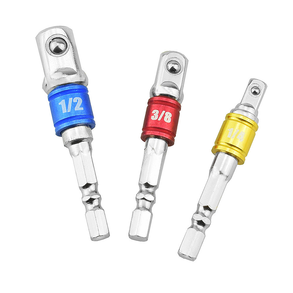Set Mit 3 Schlagschrauber-einsatzadaptern: 1/2"-vierkantantrieb, 3/8"-hülse, 1/4"-bit Für Elektrische Schraubendreher