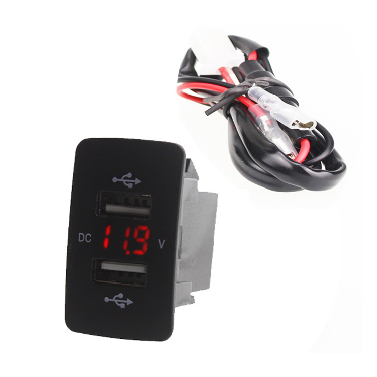 Duales 12-24v Usb-autoladegerät Mit Spannungsanzeige, Sicherer Adapter Für Civic, Cr, Fit Und City (rot)