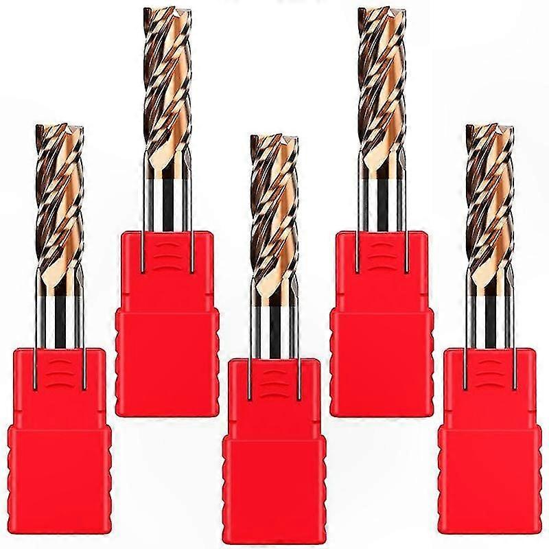 Satz Mit 5 Vollhartmetallfräsern, 4 Schneiden, Für Cnc-fräsen, Hrc55-zylinderfräser Für Präzisionsbohren Und -bearbeitung