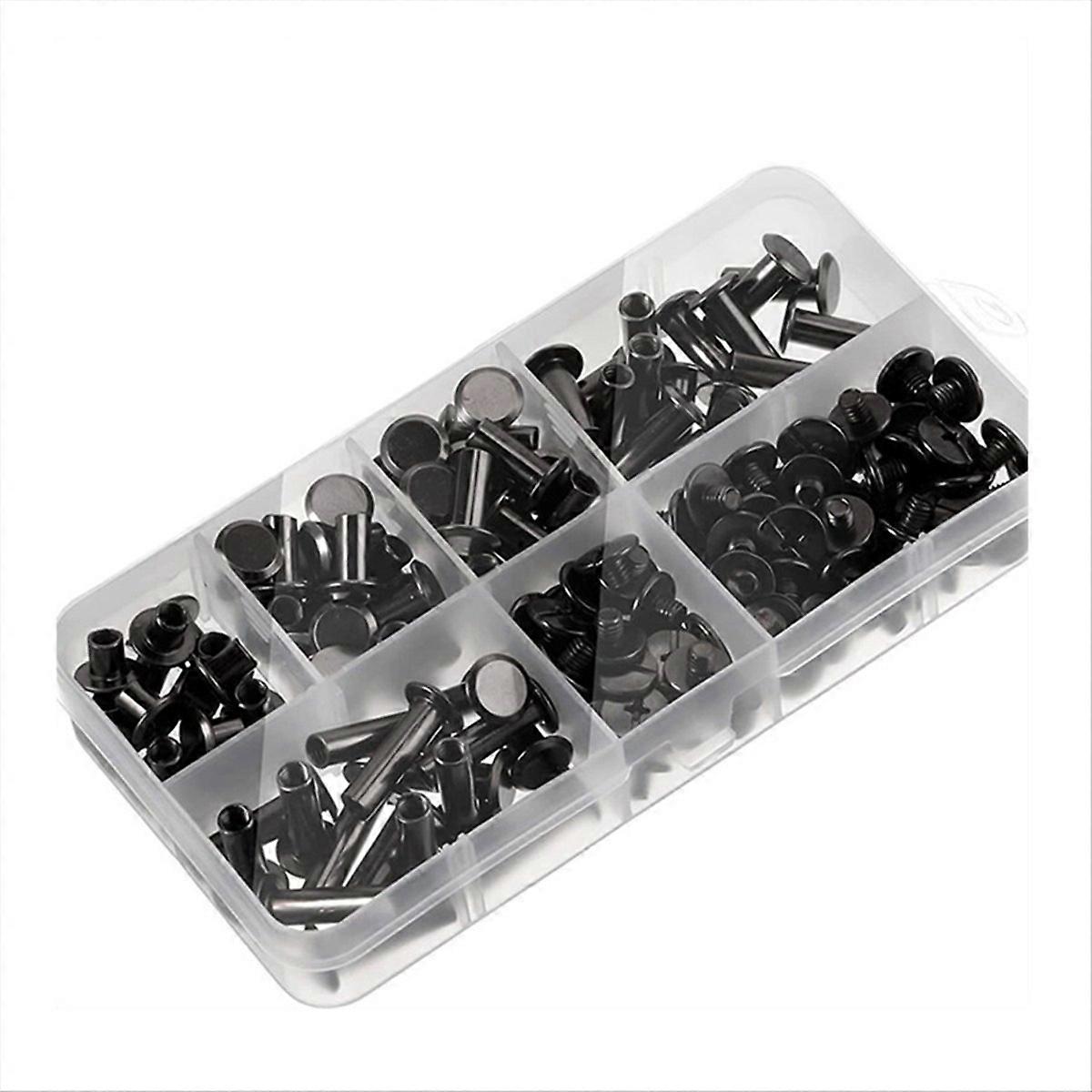 90-teiliges Set Aus Schwarzen Und Grauen Chicago-schrauben, Für Lederreparaturen, Diy-projekte, Bastelbefestigungen, Komplettes Set An Reißverschlussanhängern