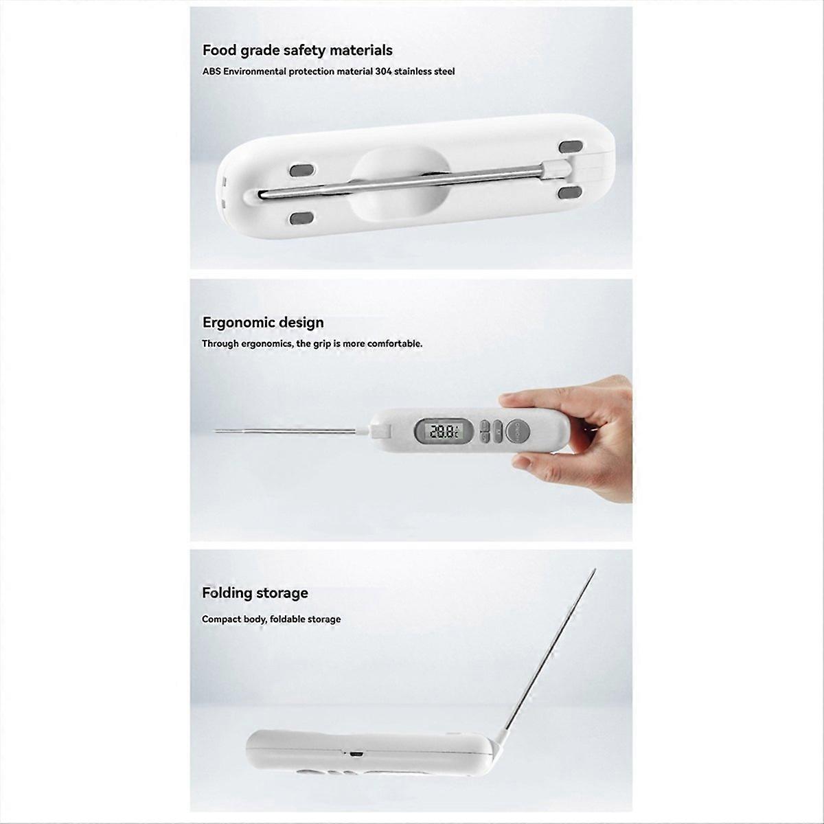 Wiederaufladbares Digitales Küchenthermometer Mit Usb-anschluss, Präziser Lebensmitteltemperaturfühler, Hintergrundbeleuchtetes Digitaldisplay, Für Den Professionellen Und Privaten Gebrauch