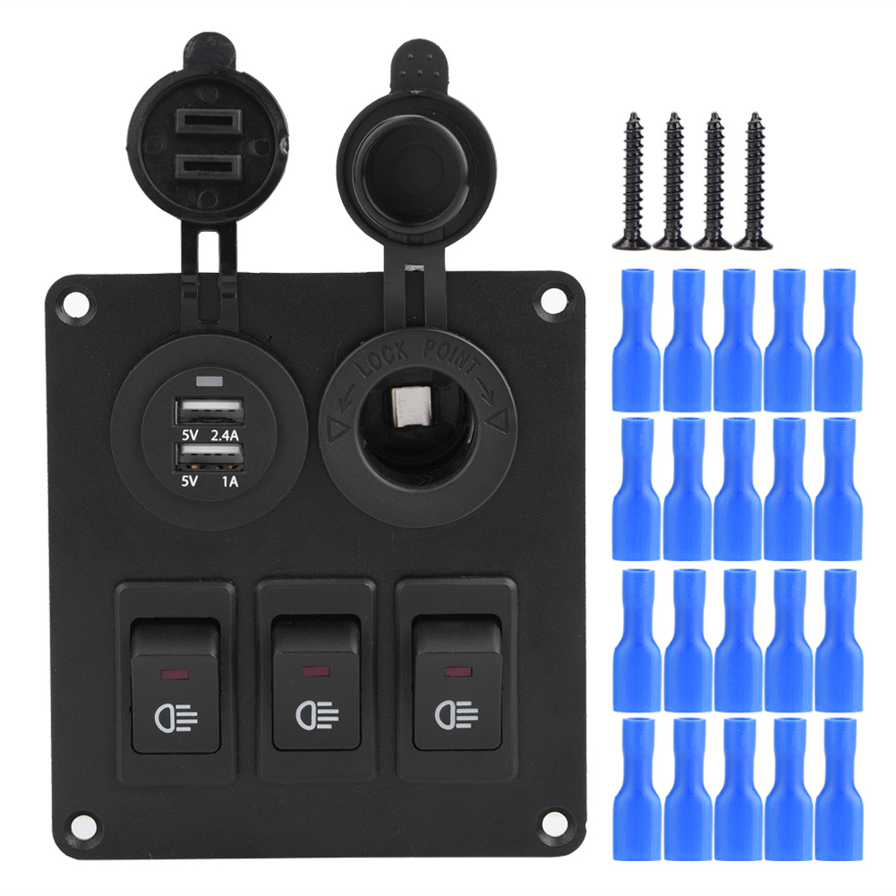 Car Marine 3+2 Grüne Led-wippschalter + Rotes Kfz-zigarettenanzünder-ladegerät