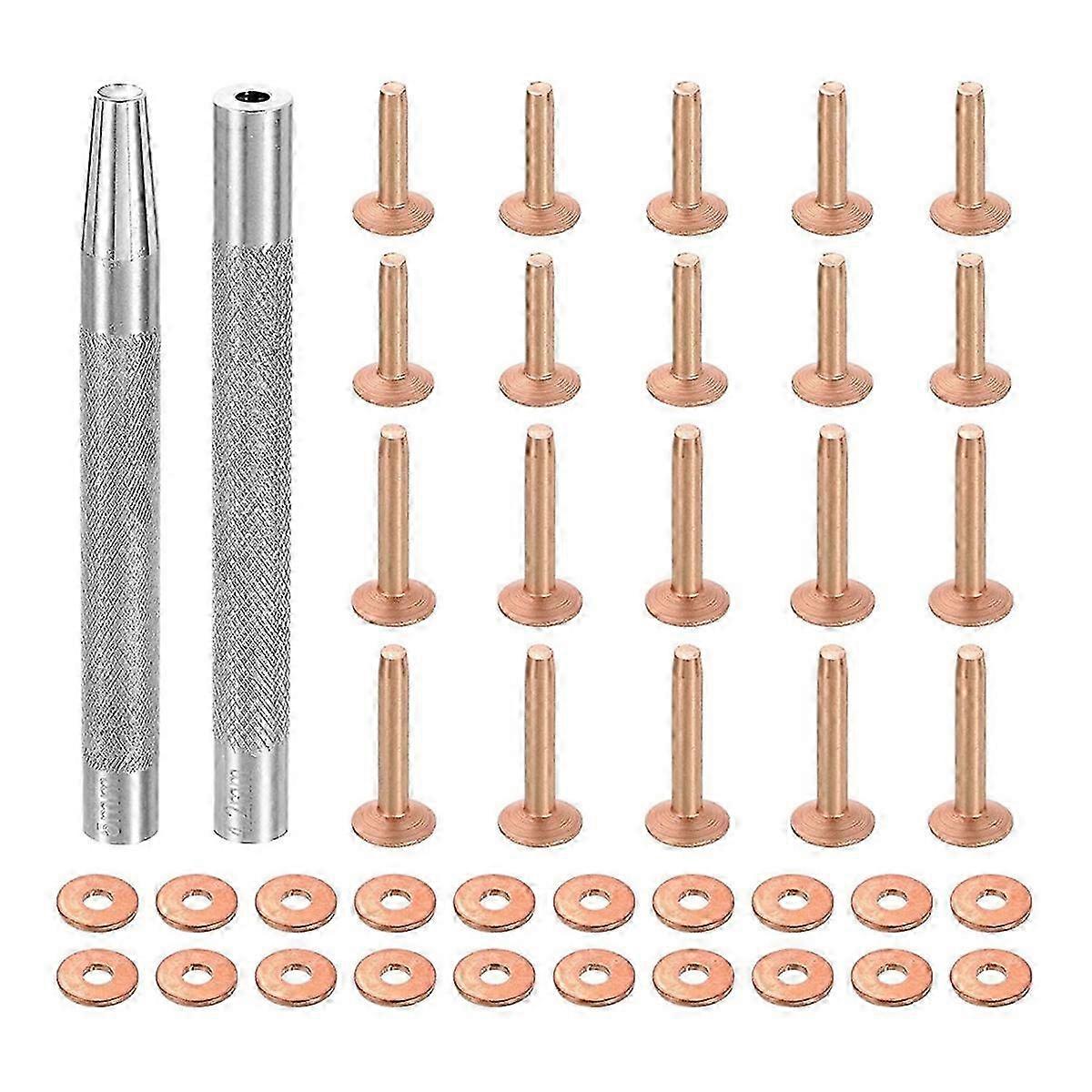 Set Mit 20 Kupfernieten Und Ösen Inklusive Lochzange, Befestigungsset Für Diy-lederprojekte Und Bastelarbeiten