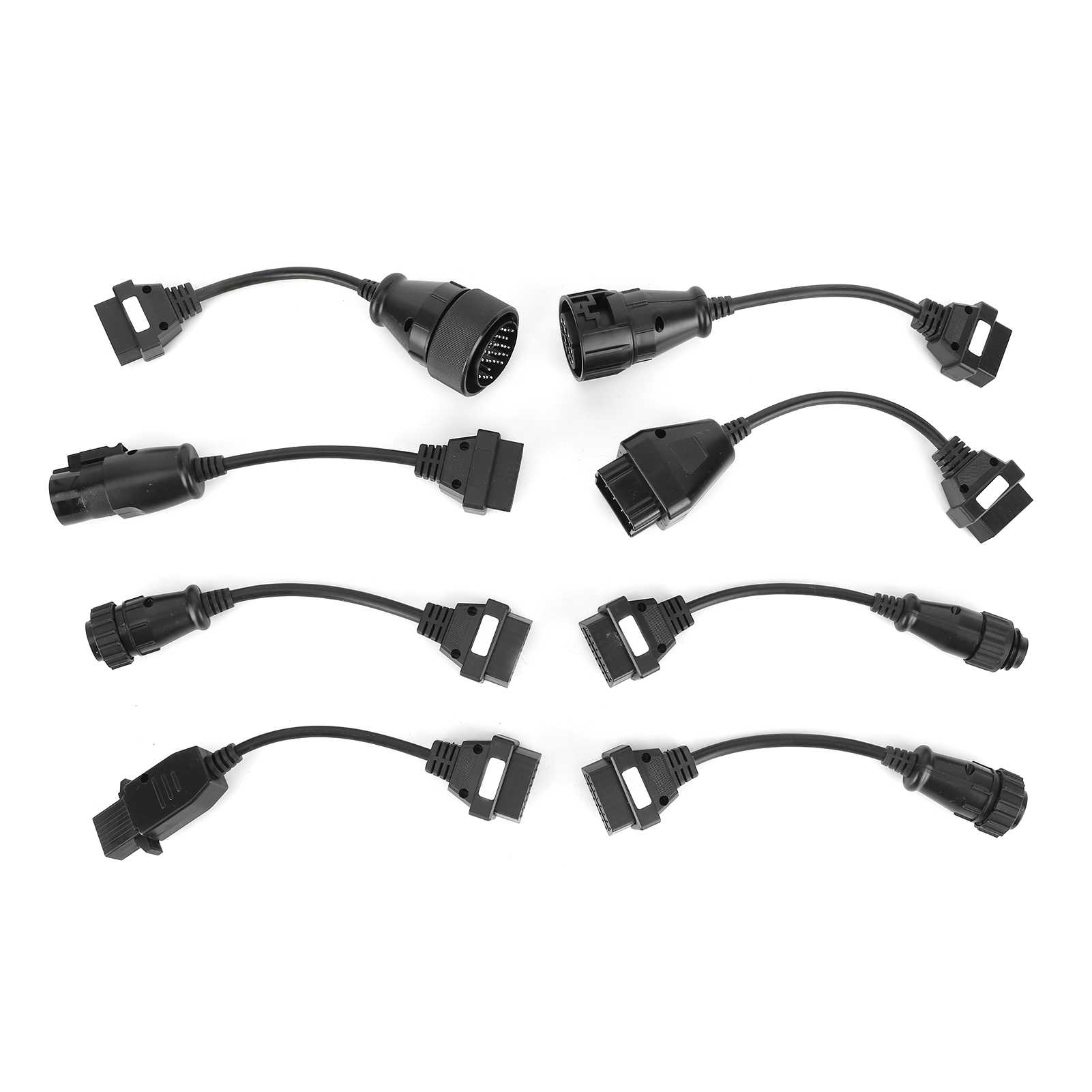 Set Mit 8 Obd2-verlängerungskabeln Für Lkw, Komplett Schwarz, 12v Dc Kfz-diagnosegerät