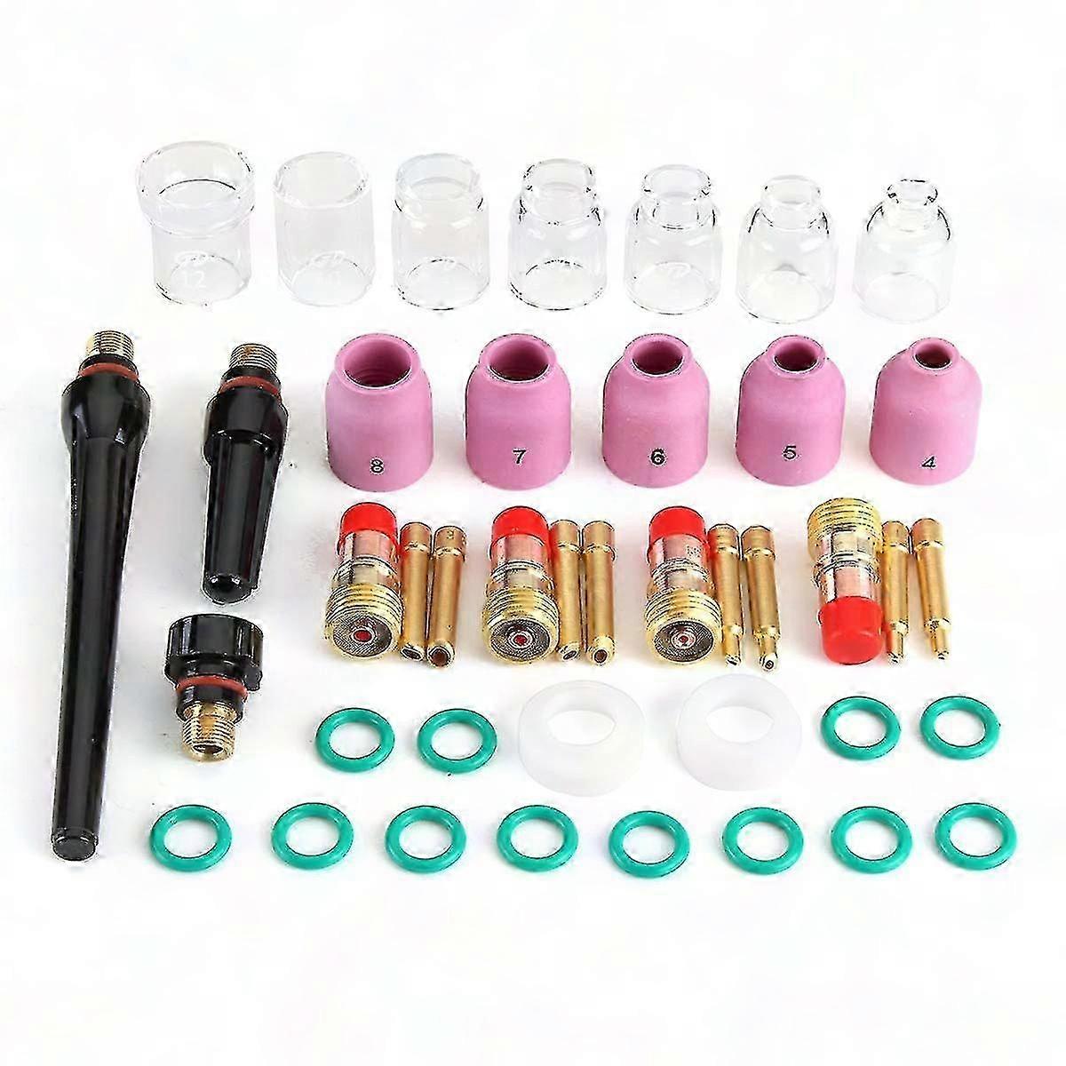 41-teiliges Set Für Wp17/18/26 Wig-brenner: Düsen, Ringe, Gaslinsen, Glasbecher Und Deckel - Komplettes Schweißzubehörset.