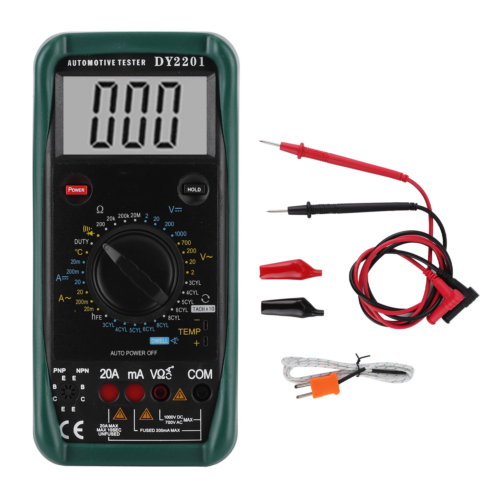 Digitales Kfz-multimeter Mit Automatischer Bereichswahl 500-10000 U/min, Misst Wechsel-/gleichspannung, Stromstärke Und Widerstand.
