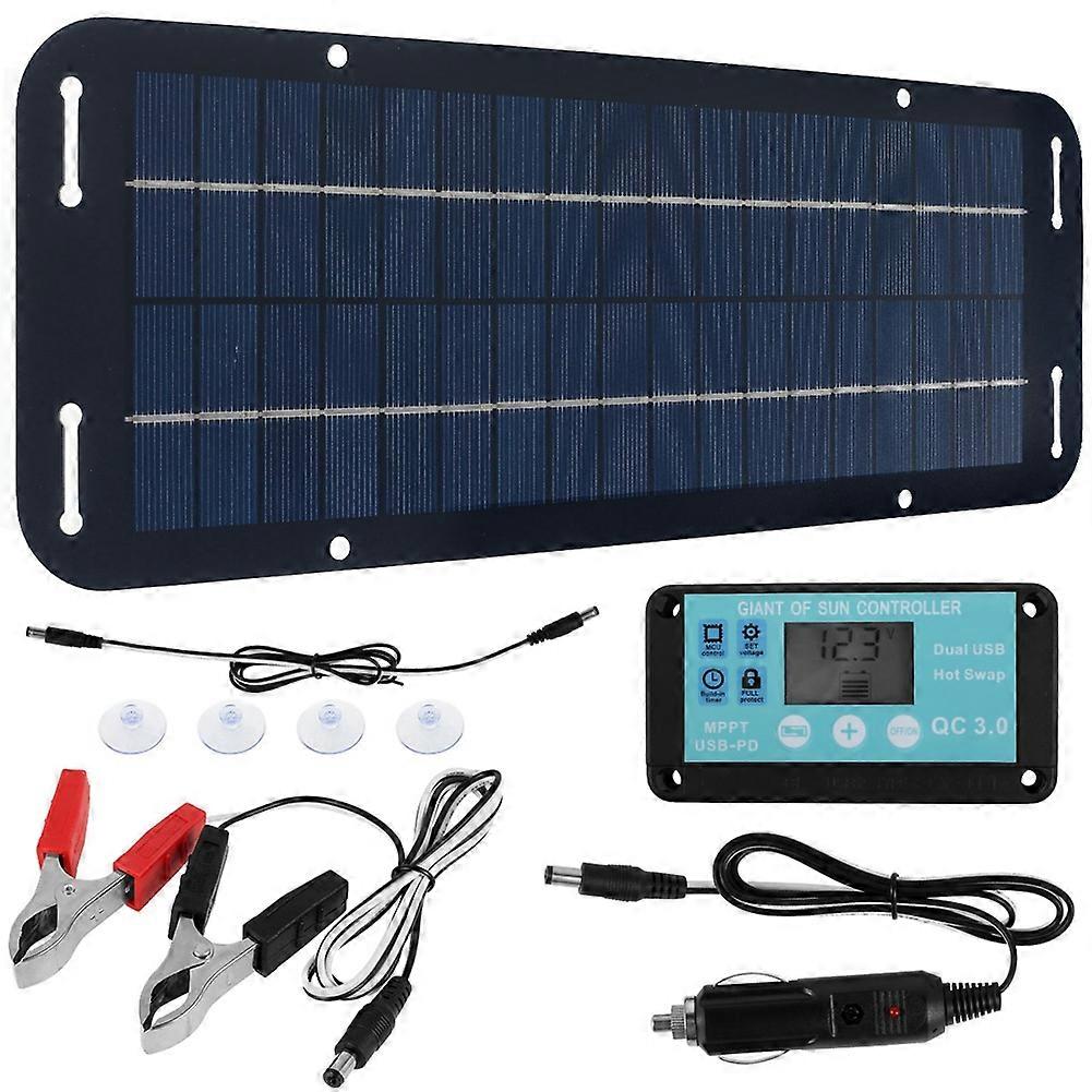 12v 20w Solarpanel-set, Erhaltungsladegerät Mit Usb-ausgang Und Integrierter Externer Batterie