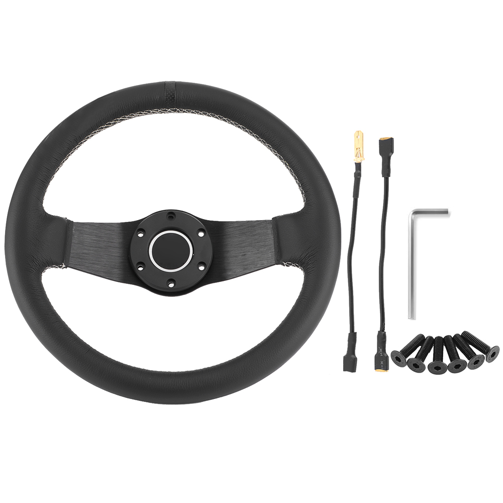 Sparco Style 6-loch-rennlenkrad, 320 Mm, Schwarzes Leder, Halbschalenlenkrad, Mit Hupe.