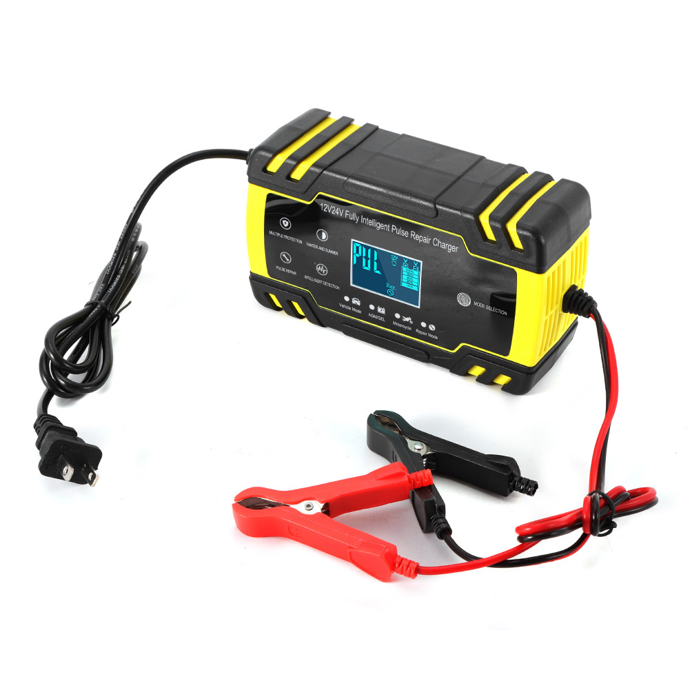 Automatisches Intelligentes Ladegerät Für Auto- Und Motorradbatterien, Schnellladefunktion, Lcd-display, 100–240 V Us-stecker