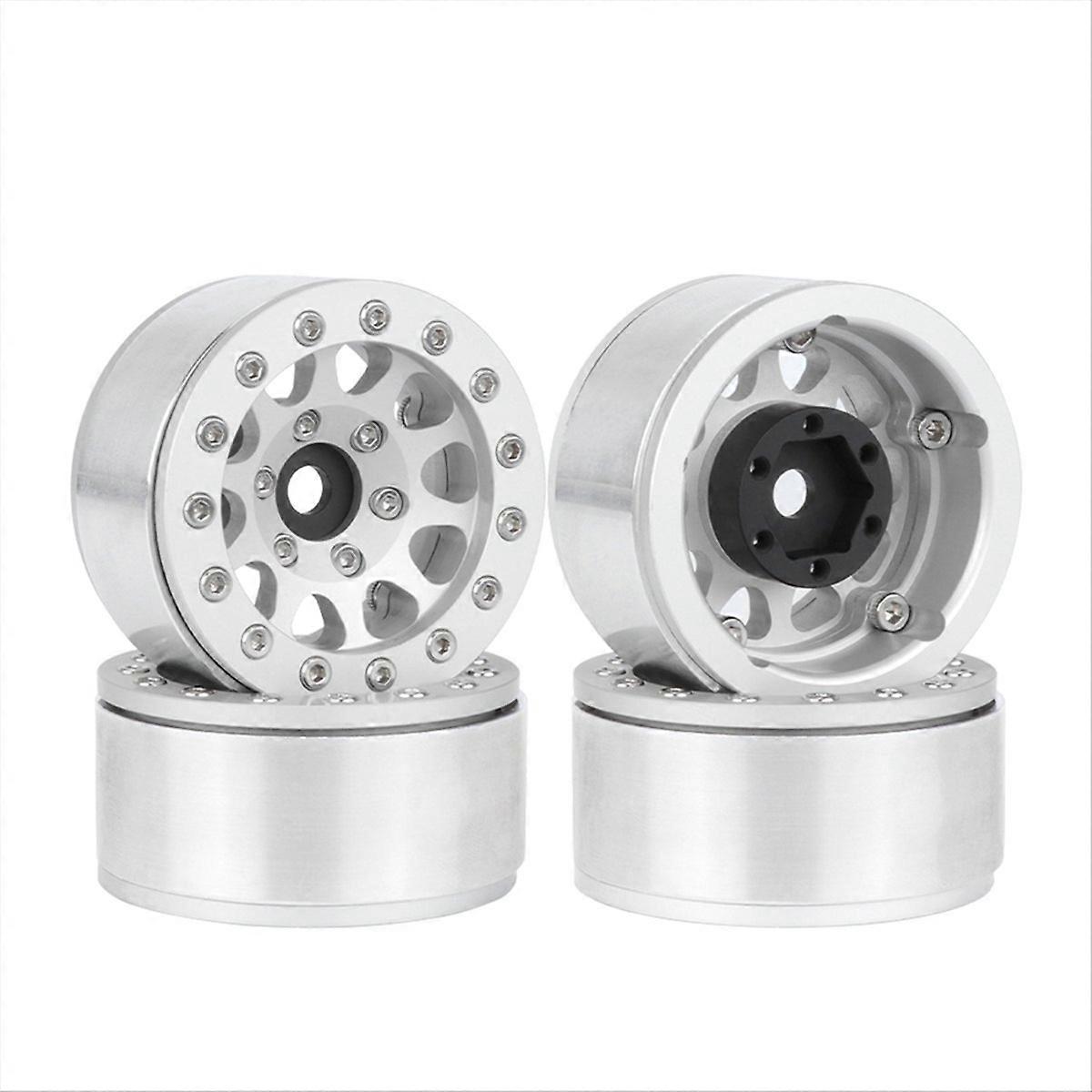 Satz Mit 4 Metallrädern (1,55 Zoll) Für Miniaturautos, Silberne Felgen Mit Zierleisten, Modellauto-zubehör