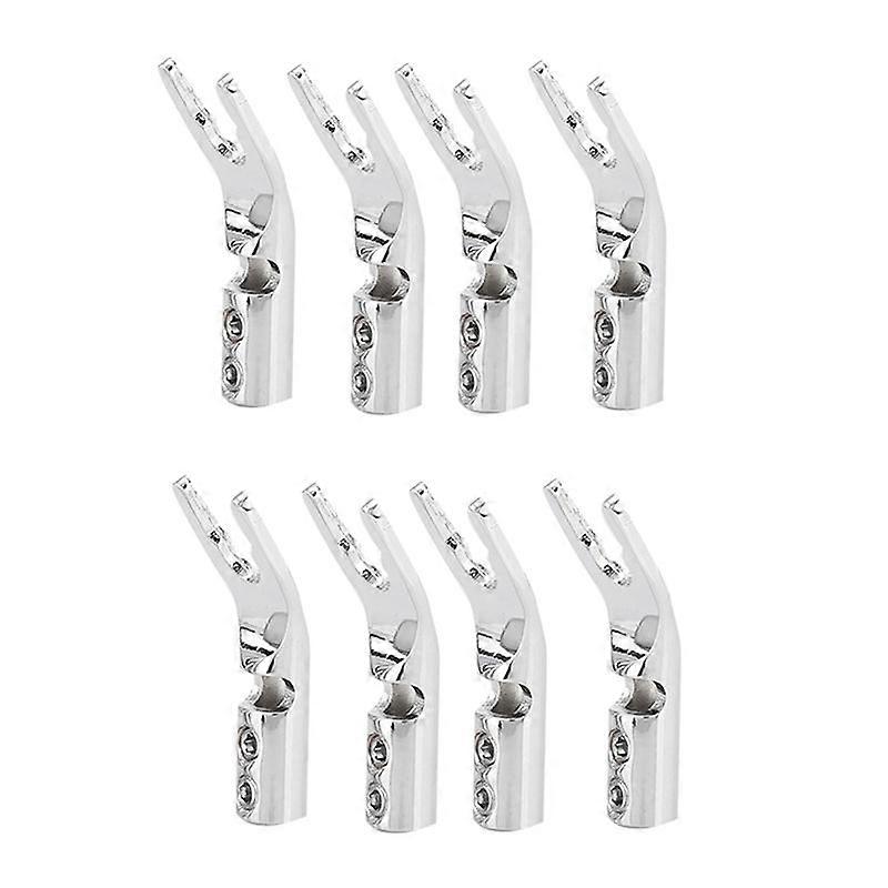Schraubbarer Gabelstecker Für Hifi-lautsprecher, Versilberter Stecker, 4er-pack, Gabelbuchsenanschluss, Kompatibel Mit Audiokabeln, Robust Und Langlebig.