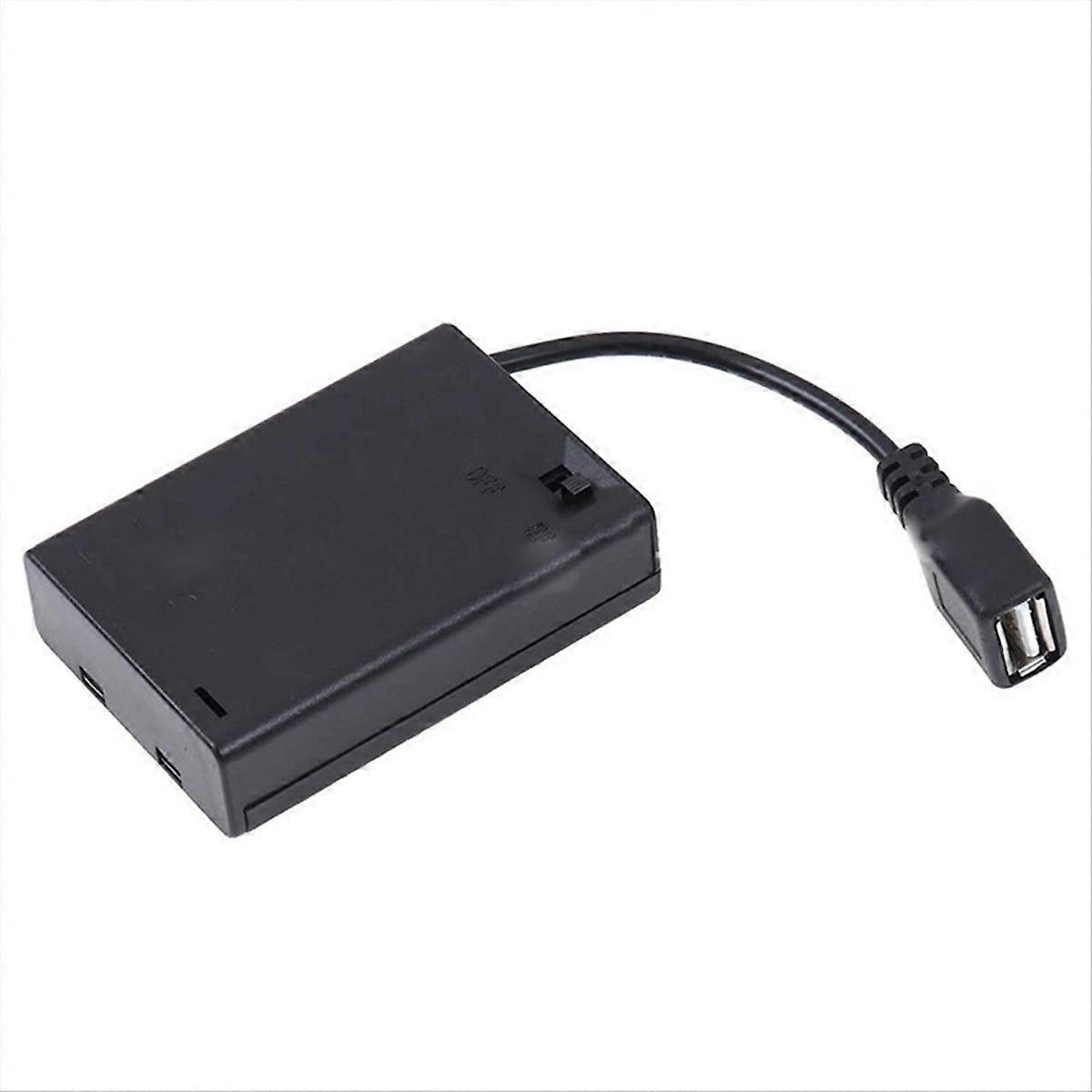 Gehäuse Für 3 Aa-batterien Mit Deckel Und Schalter, Integrierter Usb-anschluss (weiblich), Batteriefach Mit Kabel, Diy-netzteilständer, Schwarz, 1 Stück