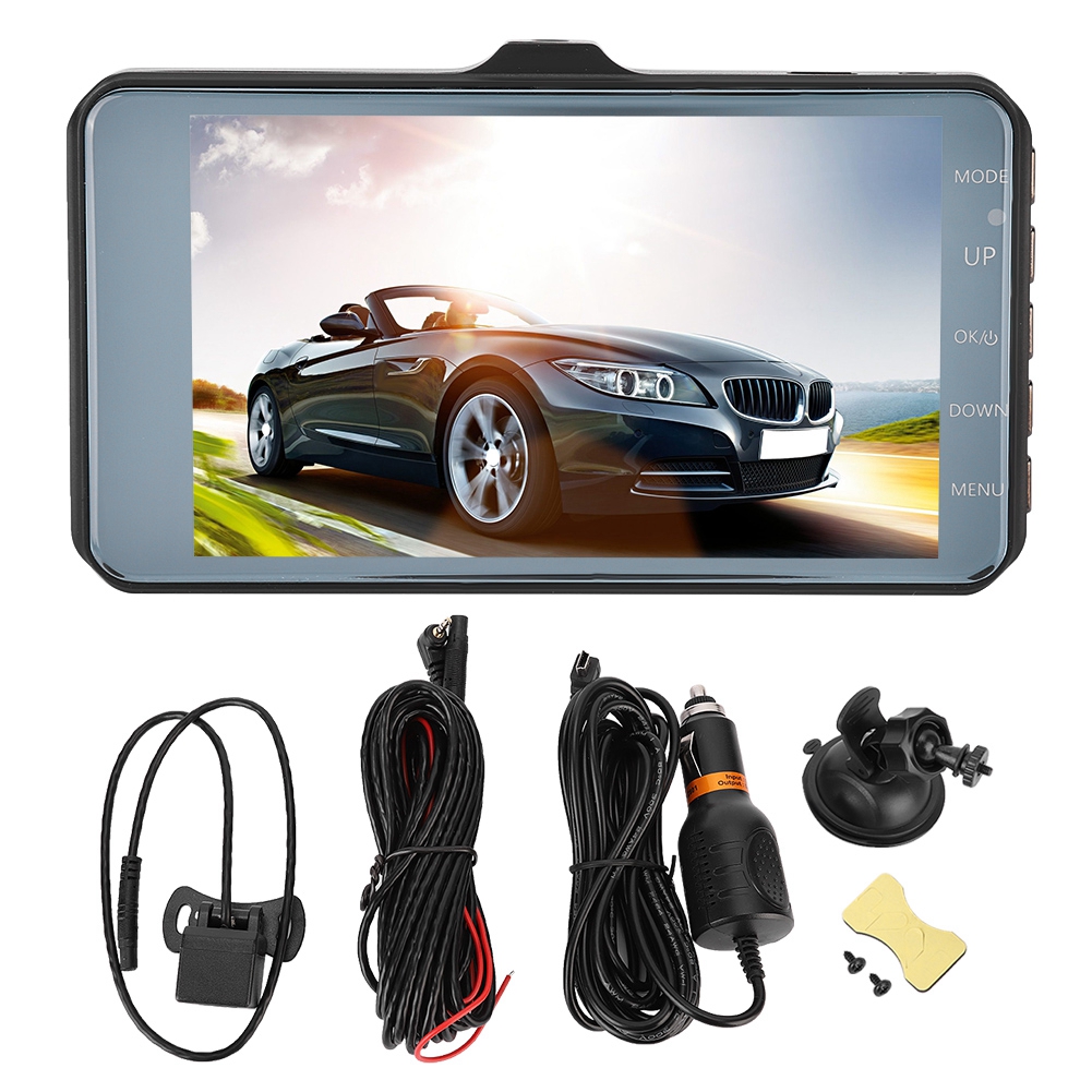 1080p Hd 170° Auto-dvr-kamera, Doppellinse Aus Aluminiumlegierung, 3,7-zoll-fahrrekorder