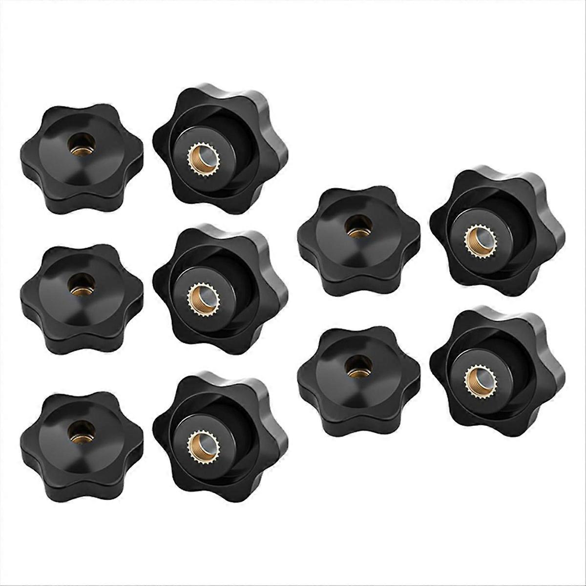 Schwarze M10-rändelmuttern, Handfest Anzuziehen, Gummikopf, Fingermuttern, Werkzeuglose Befestigung, 5er-packung, Mattschwarze Oberfläche, Für Heimwerker- Und Montagearbeiten.