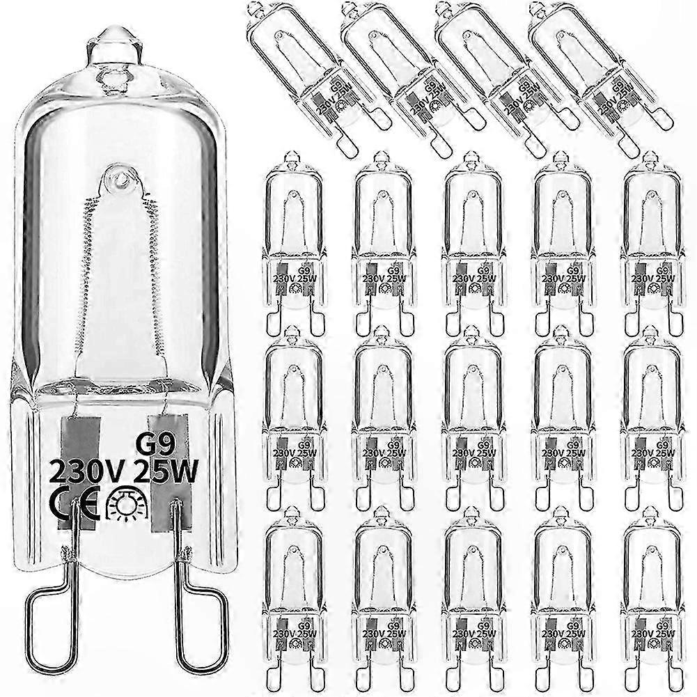 Packung Mit 20 G9-halogenlampen, 25 W, Warmweiß (2800 K), Dimmbar, Ideal Für Kronleuchter Und Pendelleuchten