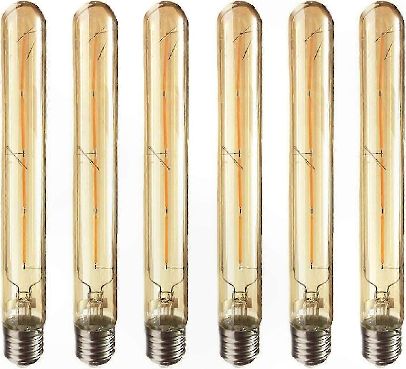 E27 T30 Led-filamentlampe, 6er-pack, Rauchglas, 4 W, Warmweißes Licht (2700 K)