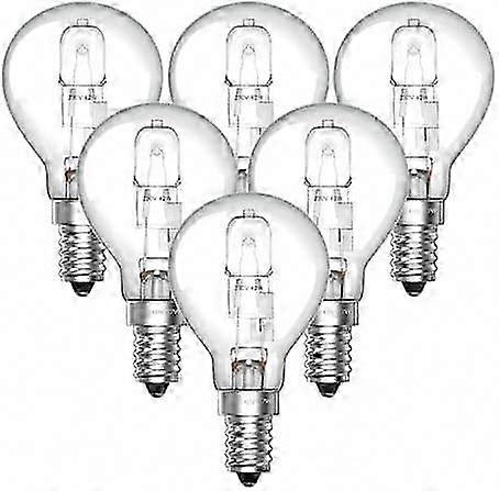 6er-pack G45 E14 28w Halogenlampen, Warmweiß 2700k, Ses Mini-globe, Entspricht 40w, Rund, Klar, 240v