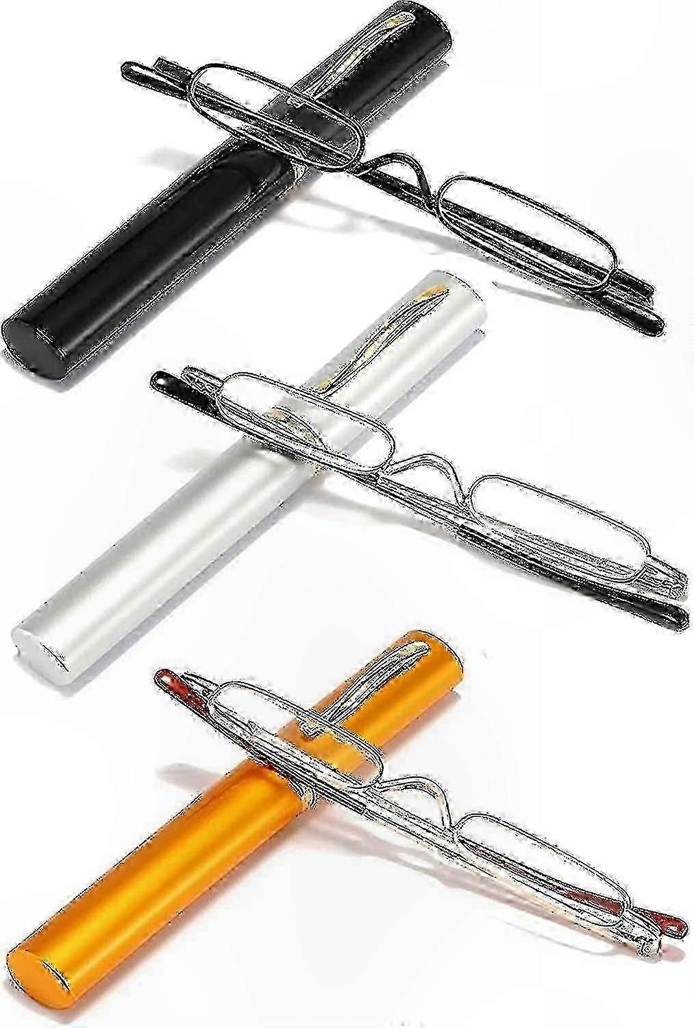 Set Mit 6 Mini-lesebrillen Aus Metall Mit Etui, Leicht Und Tragbar