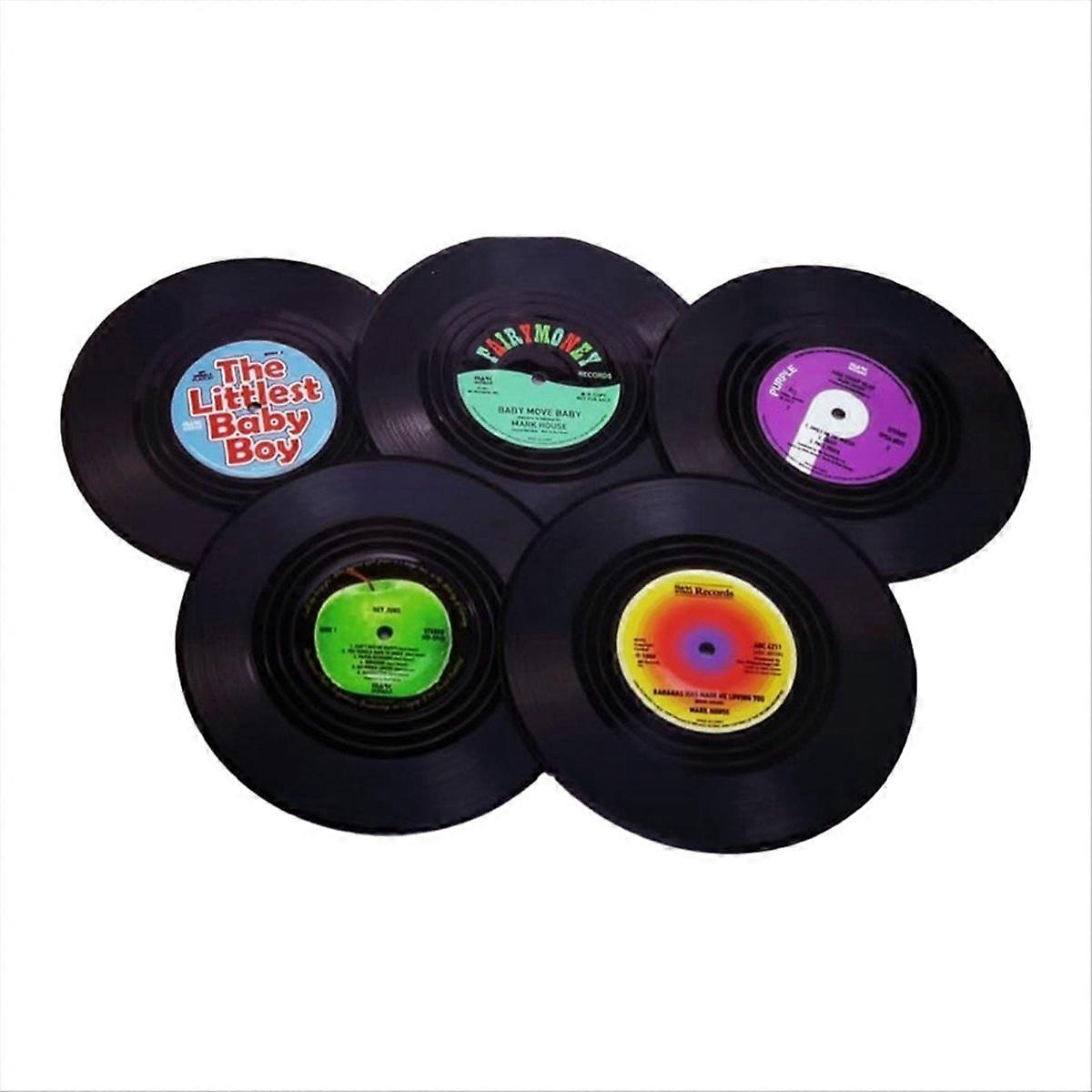 Set Mit 6 Untersetzern Im Retro-stil Aus Vinyl-schallplatten, Vintage-cd-untersetzer Für Getränke, 6-teiliges Set.