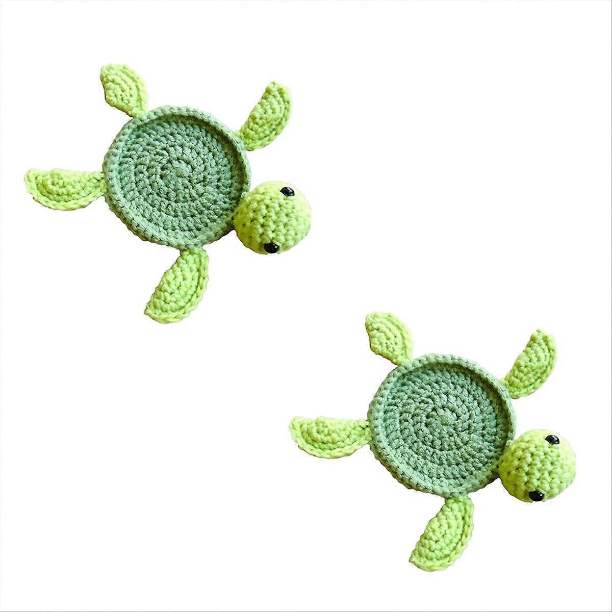 Set Mit 6 Gehäkelten Schildkröten-untersetzern, Runden Getränkeuntersetzern, Tischschonern Aus Baumwolle, Umweltfreundlicher Wohndekoration, Originellem Aperitif-accessoire.