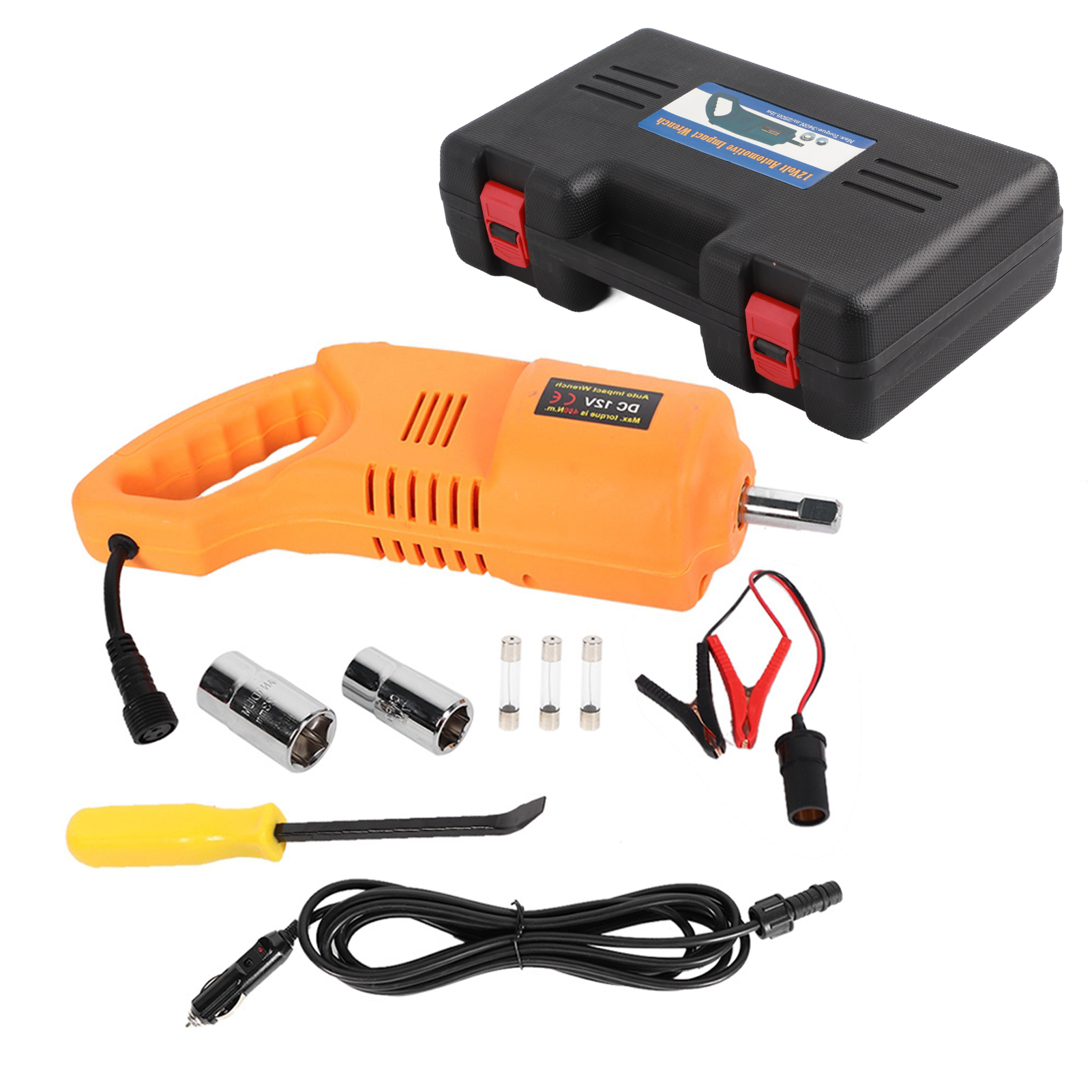 12v 3-tonnen 42cm Elektrischer Scherenwagenheber Luftpumpe Schlagschrauber Reifenmontagesatz (4)