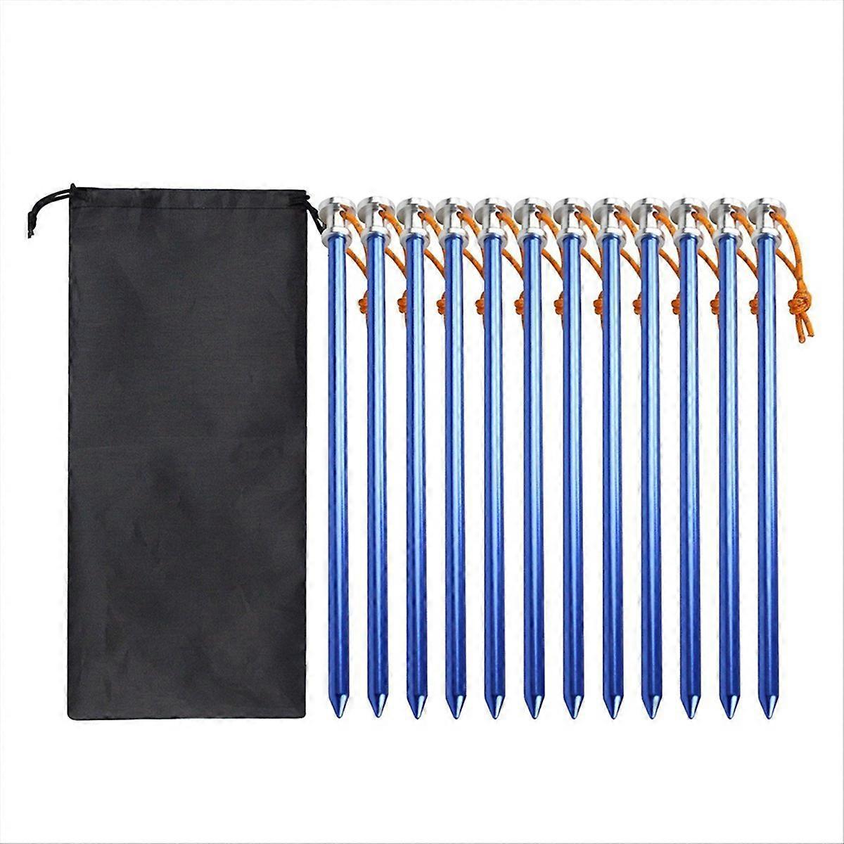 12 Zeltnägel Für Den Außenbereich, 23 Cm, Blaue Bodenanker Mit Aufbewahrungsbeutel, 12er-packung