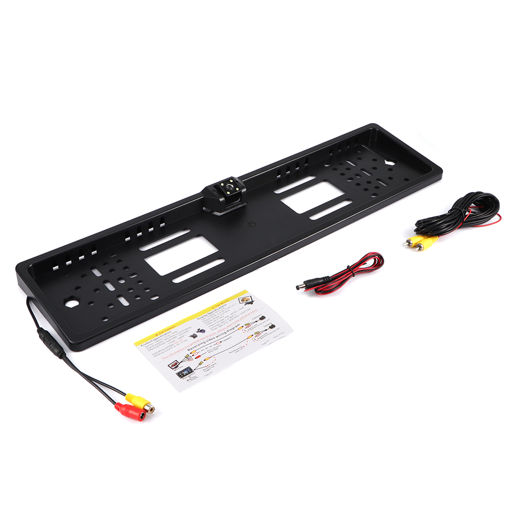 Europäischer Kennzeichenhalter Mit Led-rückfahrkamera, Nachtsicht, Weißlicht, Ip65 Wasserdicht, Schwarz