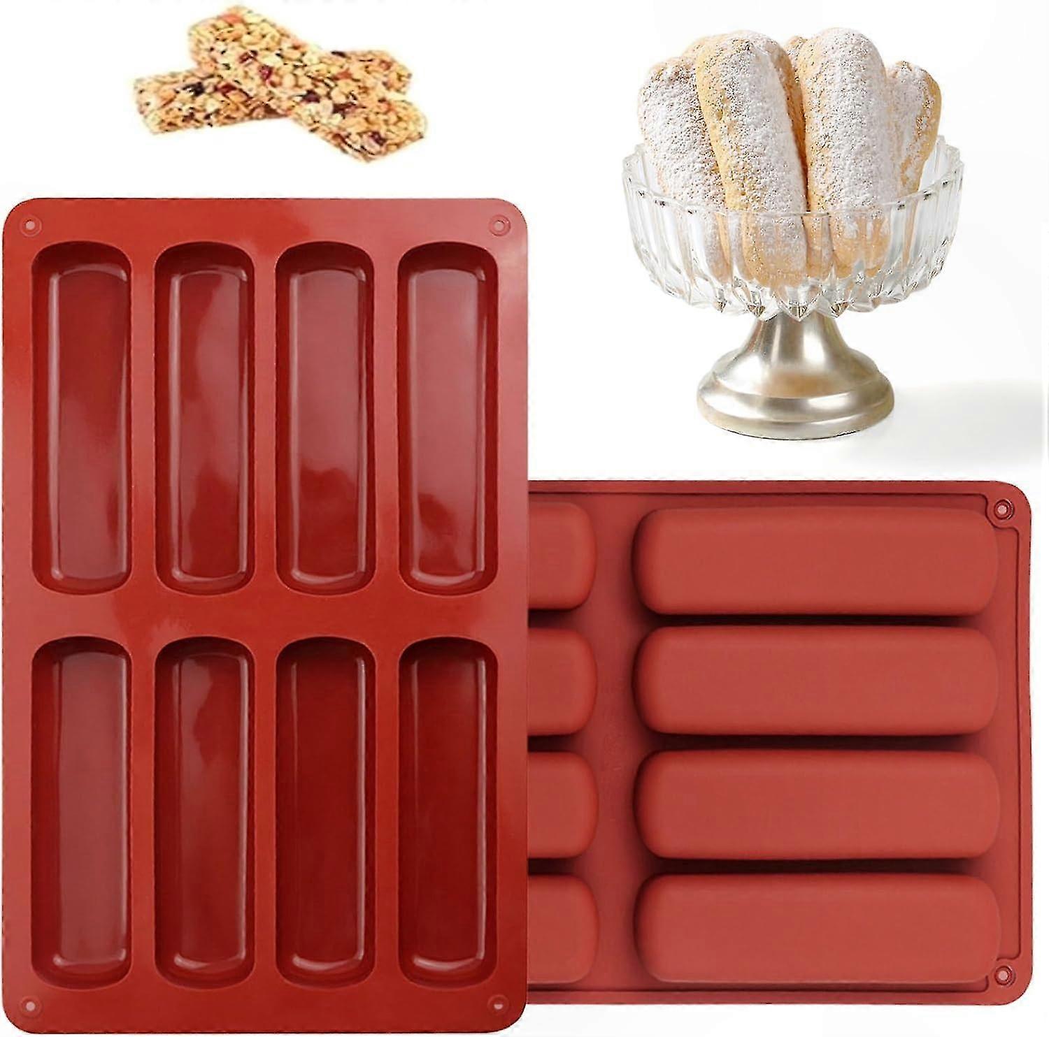 Rechteckige Silikonform Mit 8 Mulden, Antihaftbeschichtet, Zum Backen Von Brot, Kuchen, Schokolade, Müsliriegeln Und Keksen.