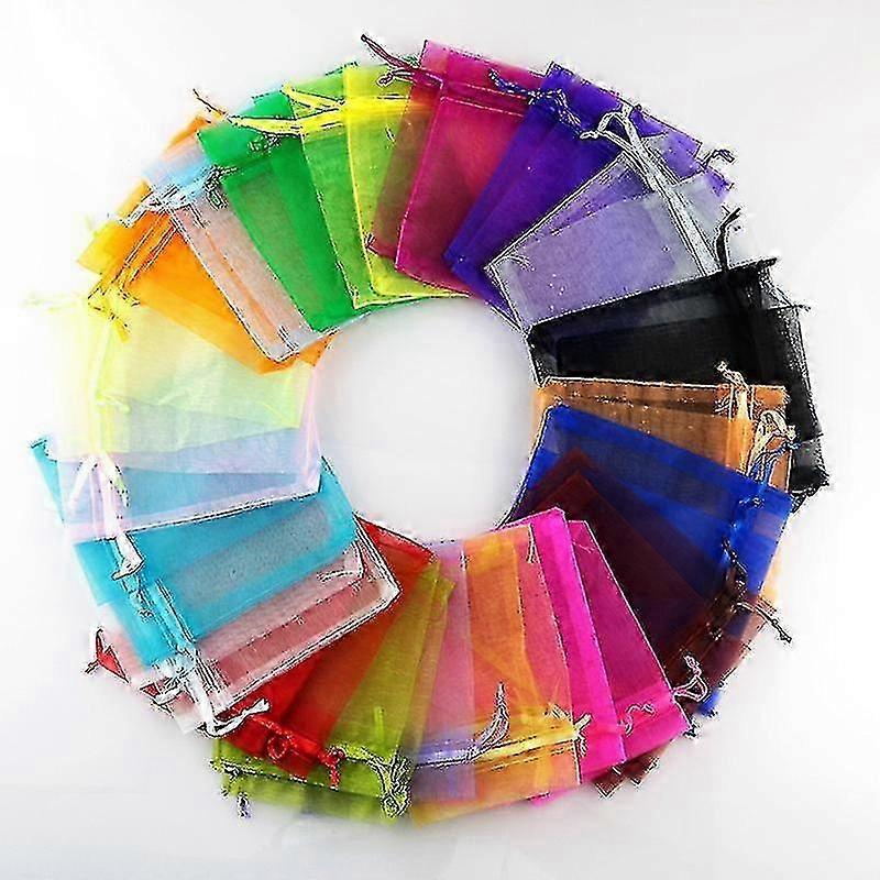 100 Dünne Organzabeutel, Stoffgeschenktüten, Verschiedene Farben, Hohe Qualität