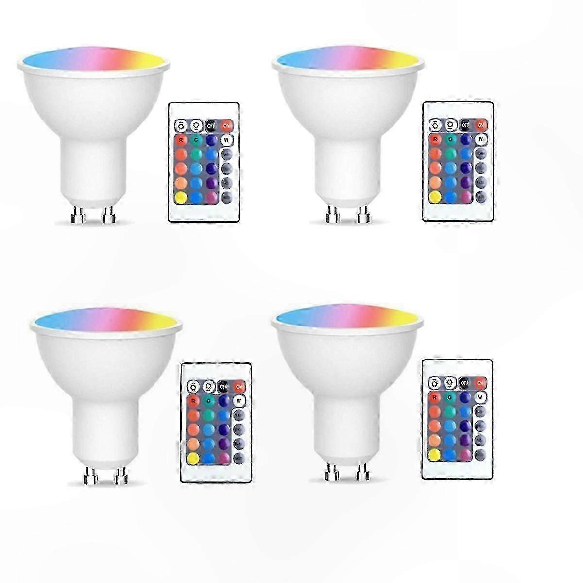 4er-pack Gu10-led-lampen Mit Fernbedienung, Speichereinstellungen, 17 Farben, Einstellbarem Spotlicht Und 4 Dynamischen Modi