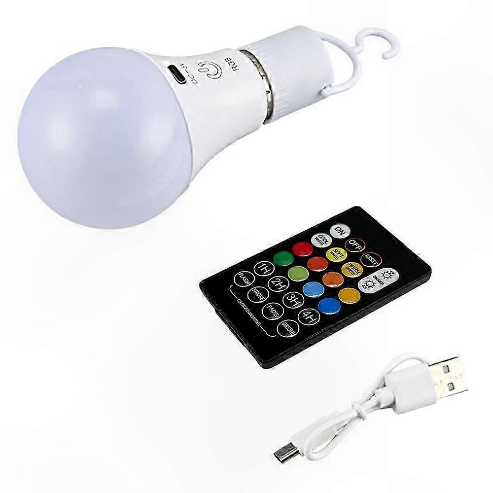 E27 Wiederaufladbare Smarte Led-lampe, Touch-dimmer Und Timer, Inklusive Fernbedienung, Rgb 2700k, Mehrfarbige Beleuchtung
