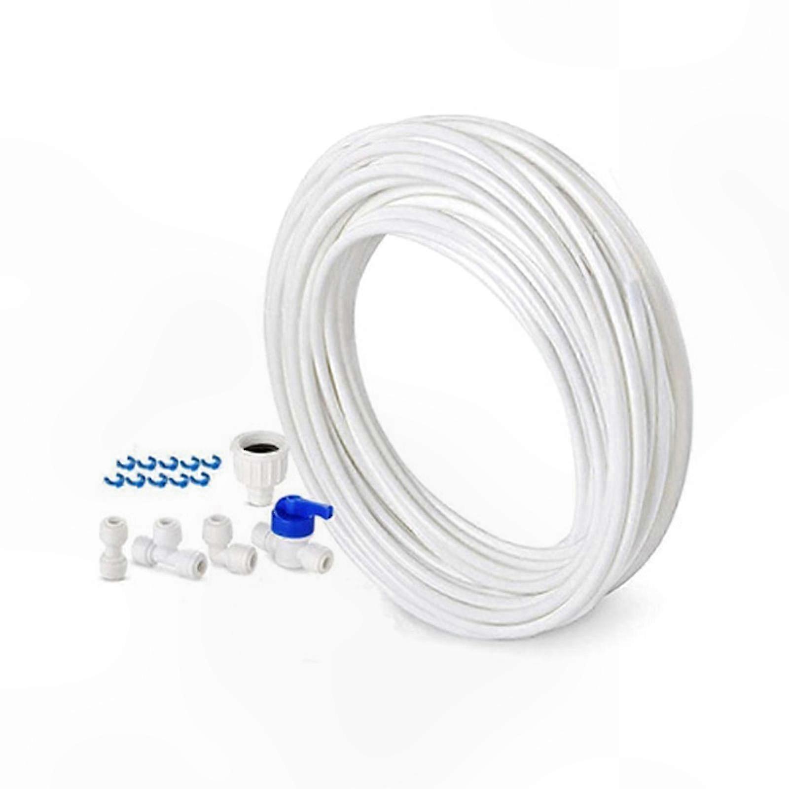 Flexibler 6,35 Mm Kaltwasserzulaufschlauch, 10 M Länge, Ideal Für Den Einbau In Doppeltür-kühlschränke, Kompatibles Anschlussset, Langlebiges, Geflochtenes Rohr Für Eine Sichere Trinkwasserversorgung.
