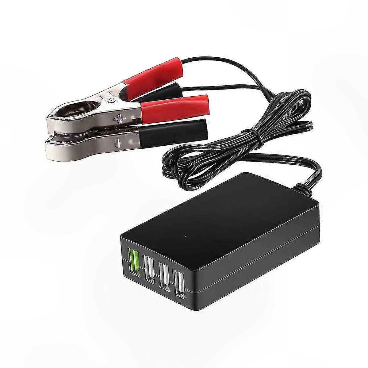 4-port-usb-netzteil, 12v/24v Auf 5v Dc-wandler Mit Batterieklemmen, Kfz-adapter Für Smartphones Und Andere Geräte