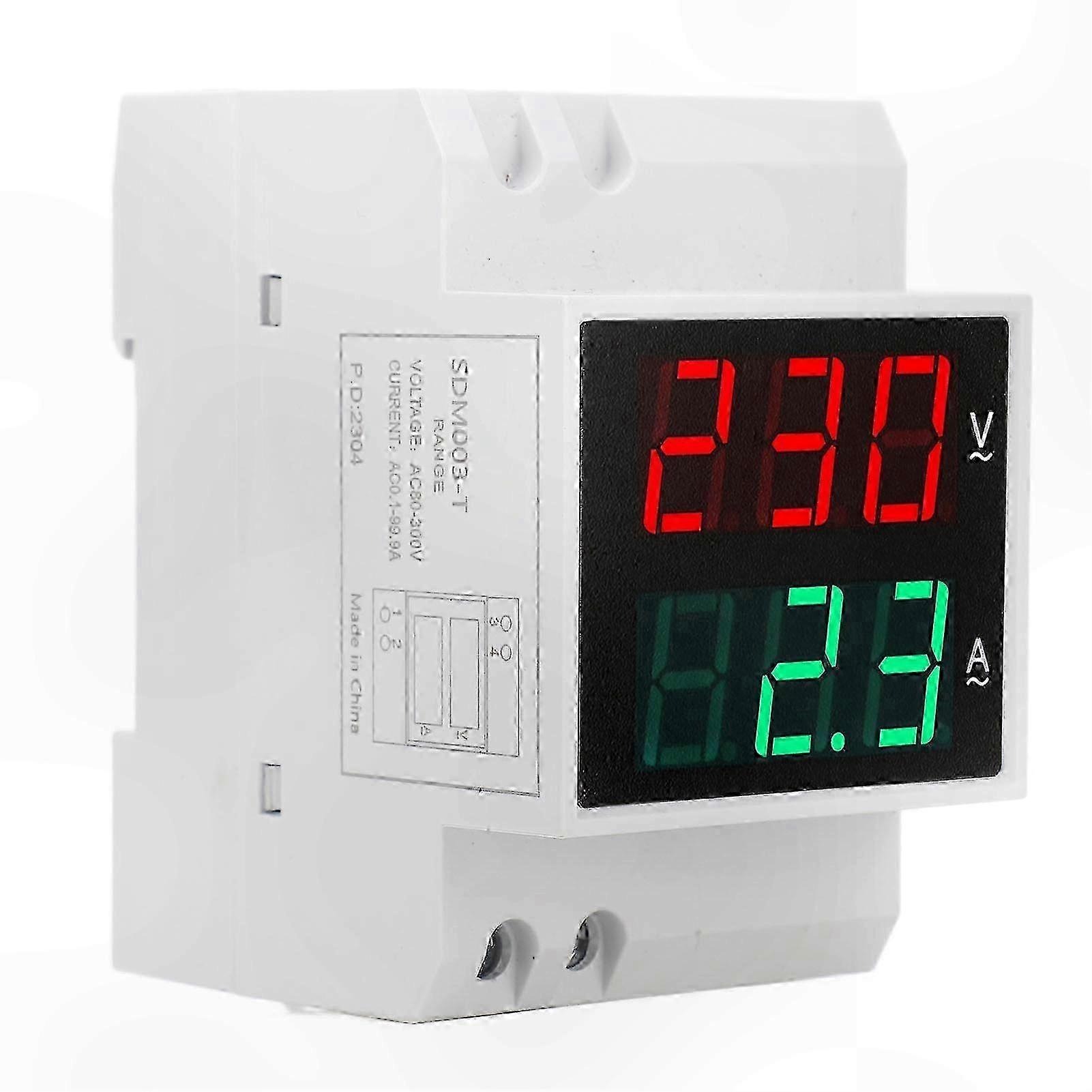 Einphasiges Din-schienen-voltmeter/amperemeter, Dual-led-anzeige, 80–300 V, 0,1–99,9 A, Spannungs- Und Strommessgerät