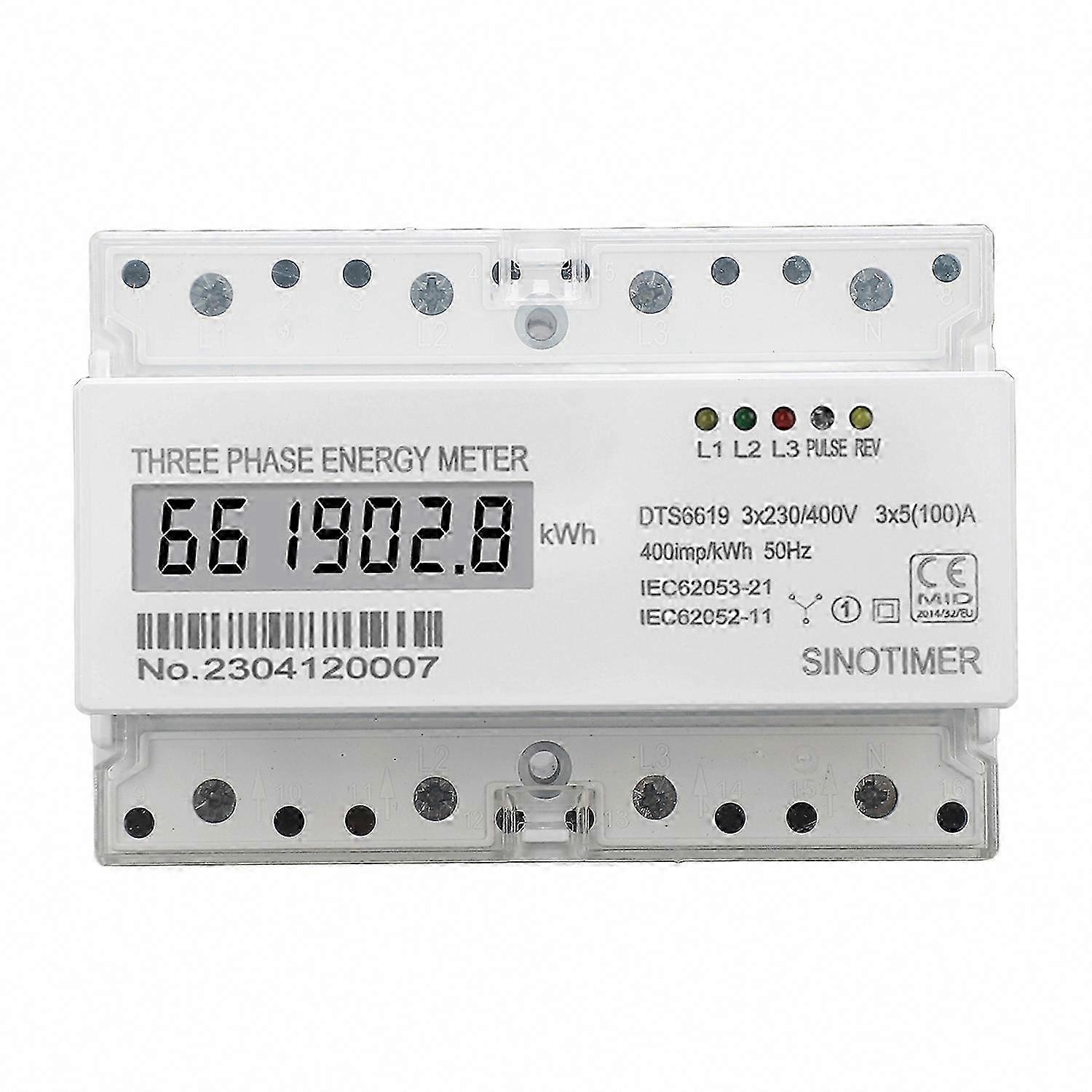 Dreiphasen-energiezähler Auf Din-schiene, 230 V/400 V, 5–10 A, Mit Lcd-display Zur Überwachung Des Stromverbrauchs