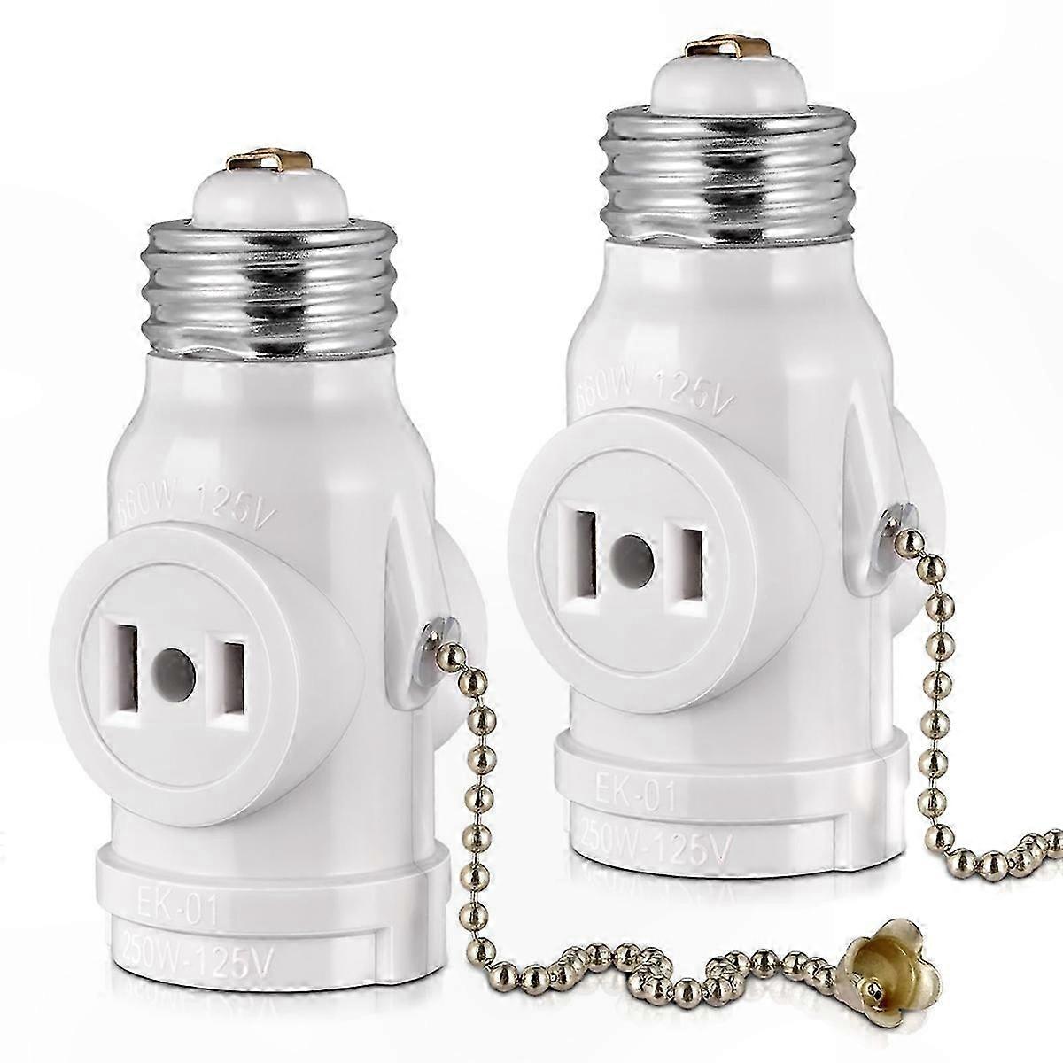 E26-fassung Auf Doppelsteckdose-adapter, 2-fach-glühbirnenkonverter, Schraubfassung, 2 Stück, Weiß, Für Den Innenbereich