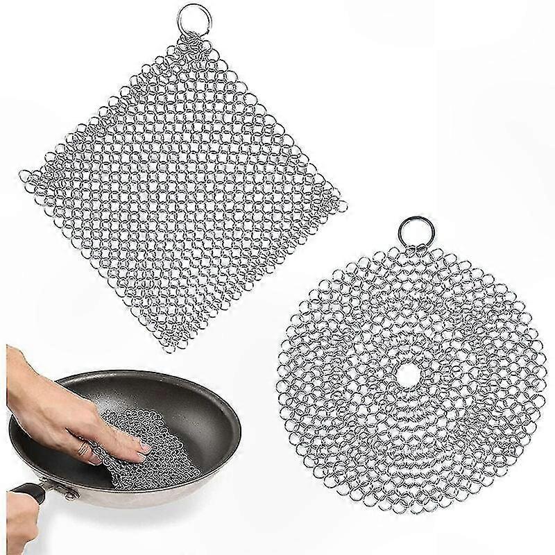 Edelstahl-netzreiniger Für Gusseisenpfannen, Grillroste Und Auflaufformen, Robuster Kettenschaber, 49 G, Universeller Scheuerer