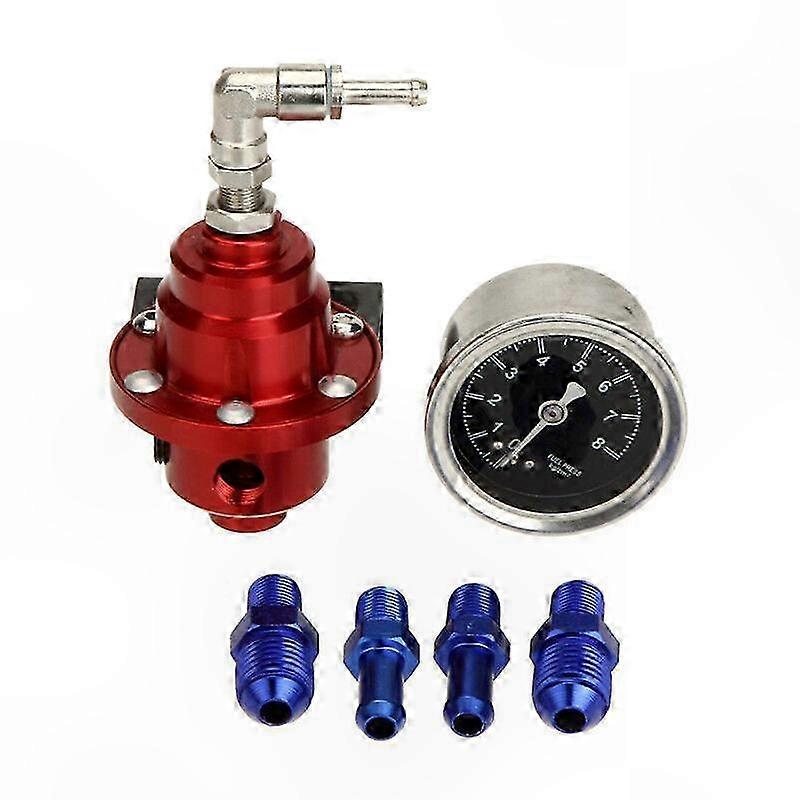 Verstellbarer Kraftstoffdruckregler Aus Aluminium Mit Manometer, Für Kraftfahrzeuge, Rote Farbe