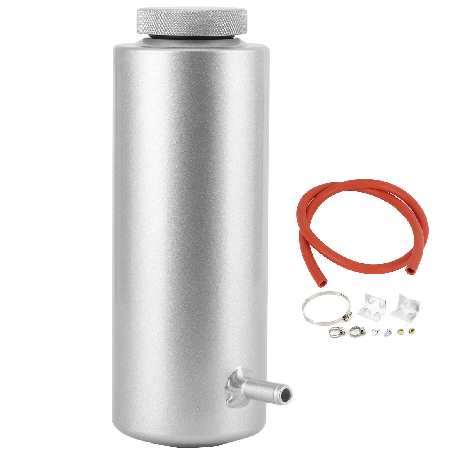 Universeller 800ml/27oz Kühlmittelbehälter Aus Silbernem Aluminium, 3x7,5in Kühleröl-überlaufbehälter.