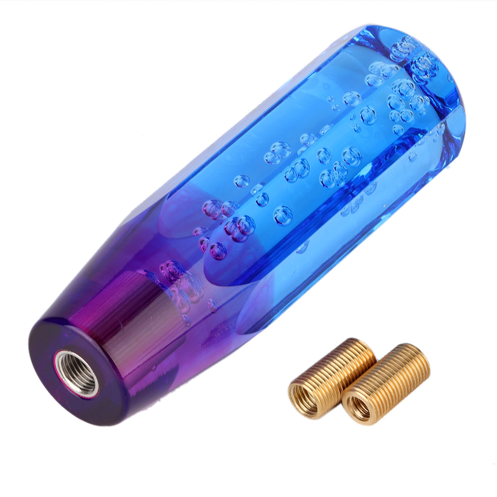 Universeller Zweifarbiger Kristall-schaltknauf Für Manuelle Schaltung Mit 8 Mm Und 10 Mm Gewindeenden (blau-violett).