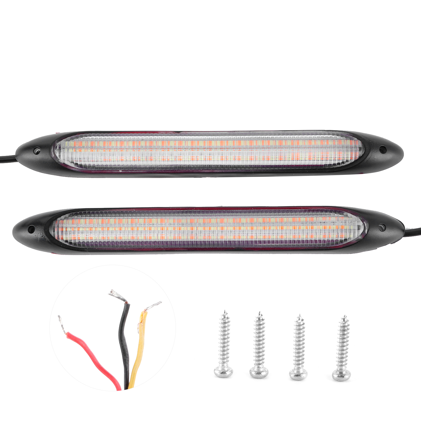 Paar Weiße Und Gelbe Led-lichtleisten Für Tagfahrlicht Und Blinker, Wasserdicht, 27,5 Cm