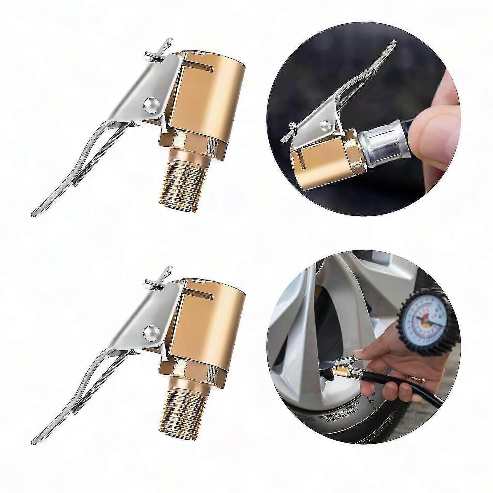 Aufsteckbare Aufblasdüse Mit Adapter, 2-teilig, Kompressorpumpenanschluss, Robuster Messing-verriegelungsmechanismus Für Reifen, Schnellverschluss-luftventil