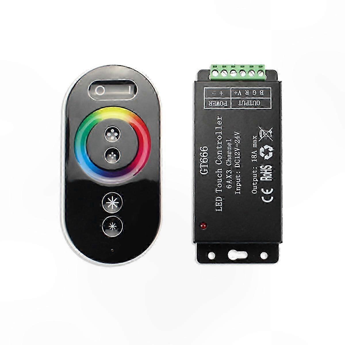 Rgb-led-streifen-controller Mit Drahtloser Rf-touch-fernbedienung, Dc 12–24 V, 18 A, 3 Kanäle, Dimmerschalter Für Led-streifen