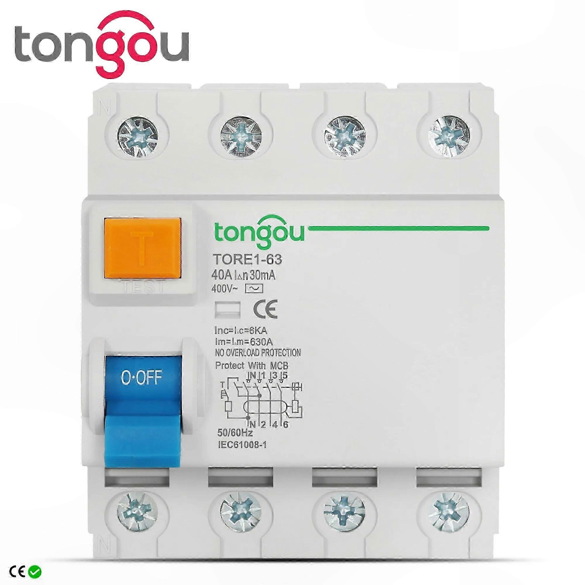 4p 16a-63a 10ma-100ma 6ka Fehlerstromschutzschalter, 400v Elektromechanischer Schutzschalter, Rcd-sicherheitsvorrichtung Für Elektrische Installationen