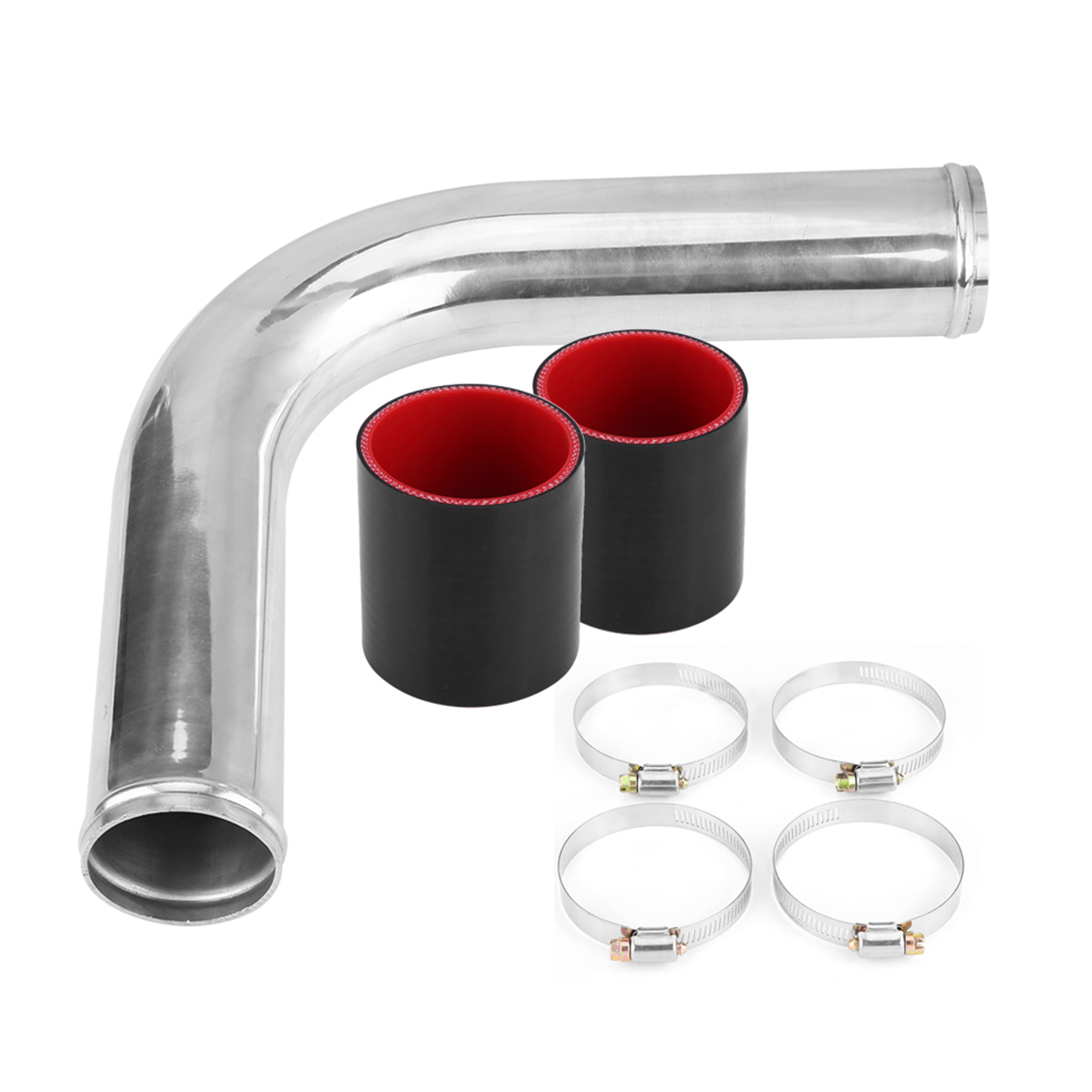 Universeller 90°-turbo-ladeluftkühler-bogen Aus 70 Mm Aluminium Mit 2 Silikonschläuchen Und 4 Schlauchschellen